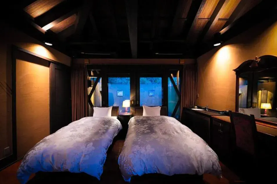 Bed in Yufuin Hotel Mori-no-Terrace Bed in Yufuin Hotel Mori-no-Terrace