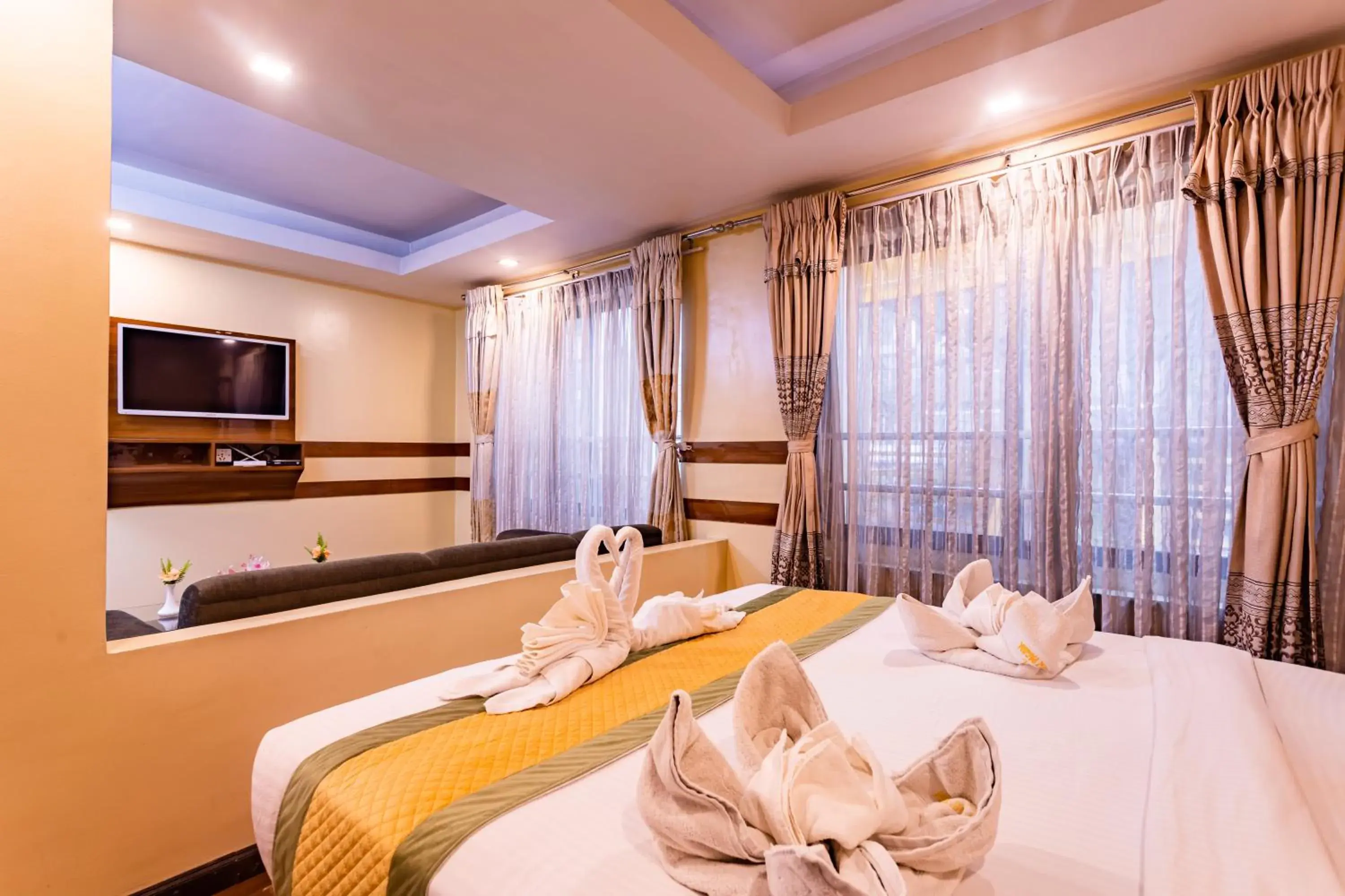 Bedroom, Bed in Yellow Pagoda Hotel Bedroom, Bed in Yellow Pagoda Hotel