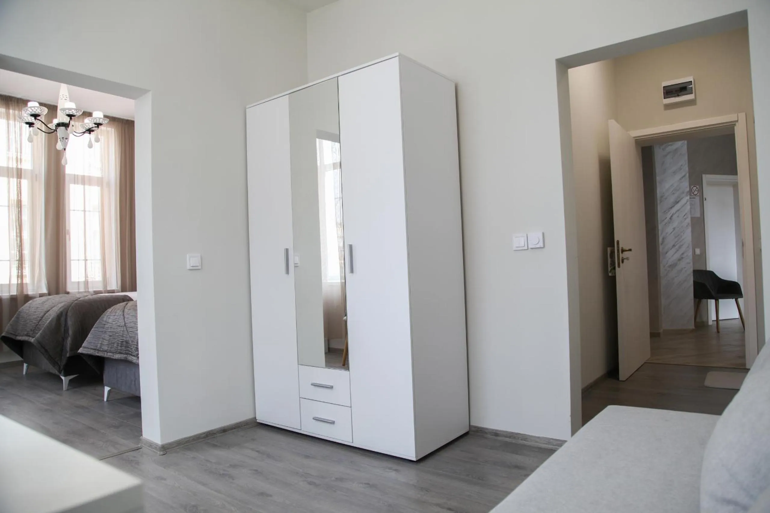 wardrobe, Bed in Corner House