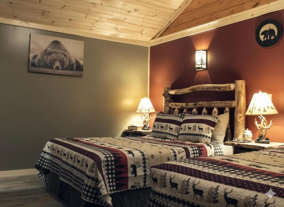 Bed in The Sundowner on Lake George