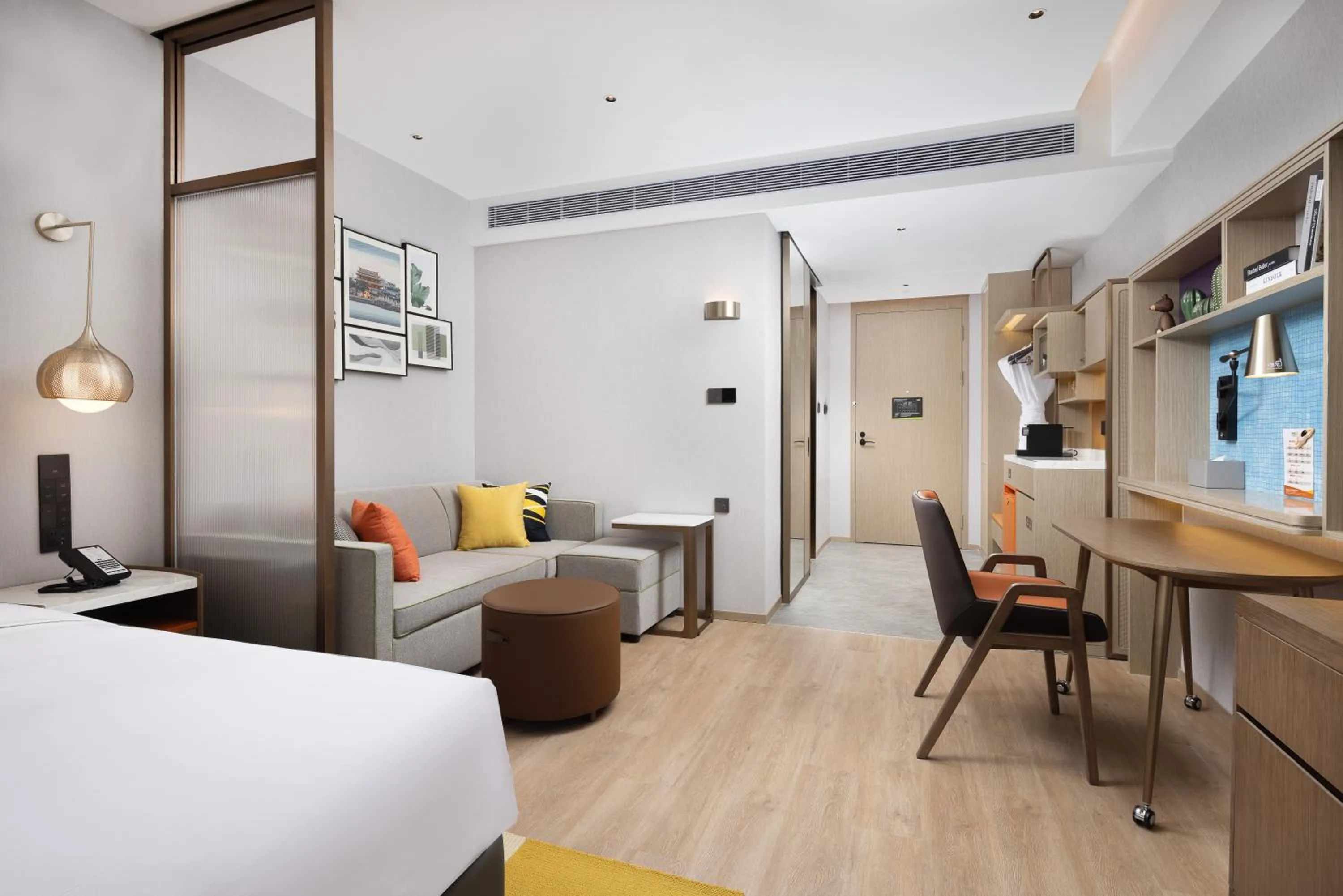 Seating area, Bed in Home2 Suite by Hilton Chaozhou