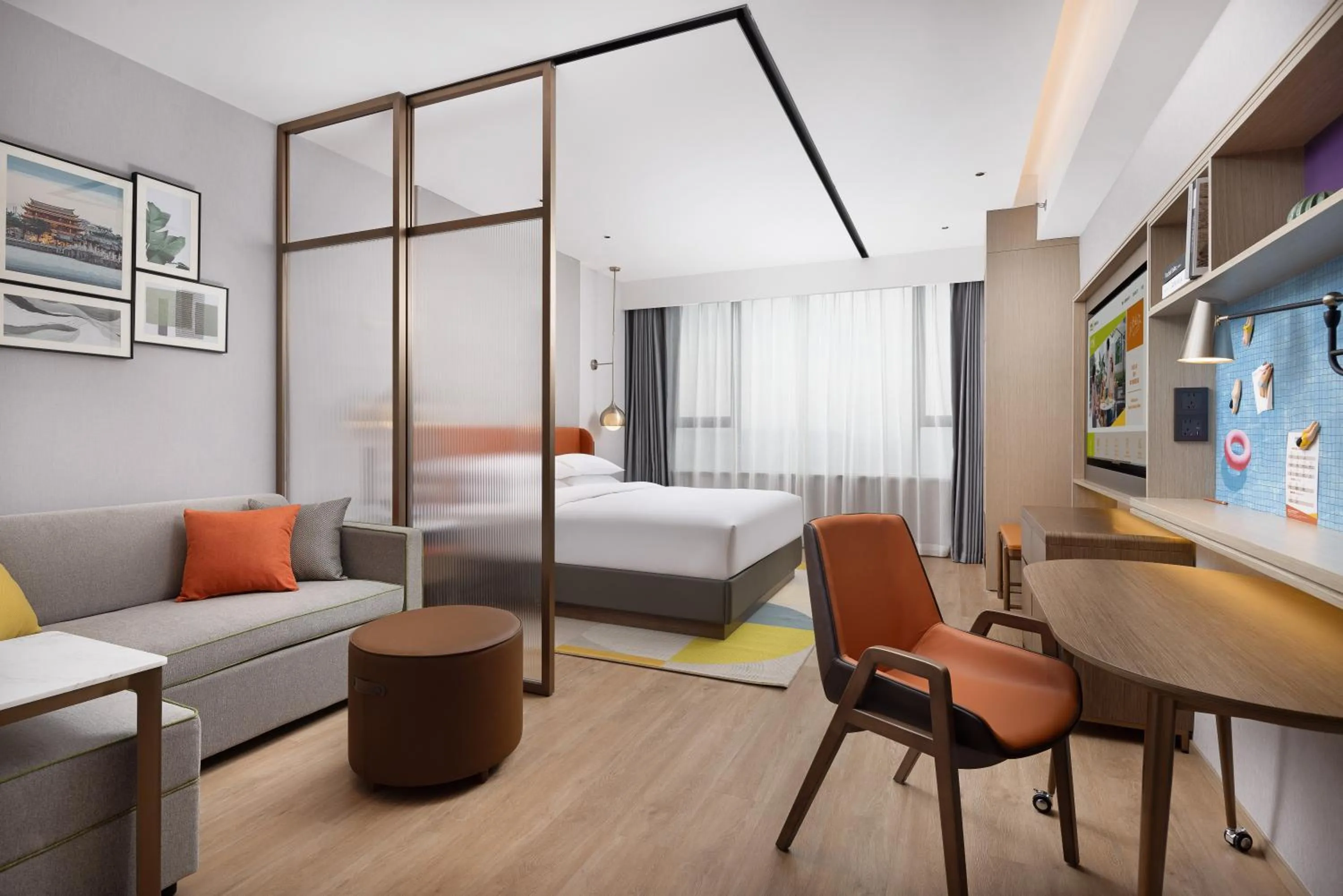 TV and multimedia, Bed in Home2 Suite by Hilton Chaozhou