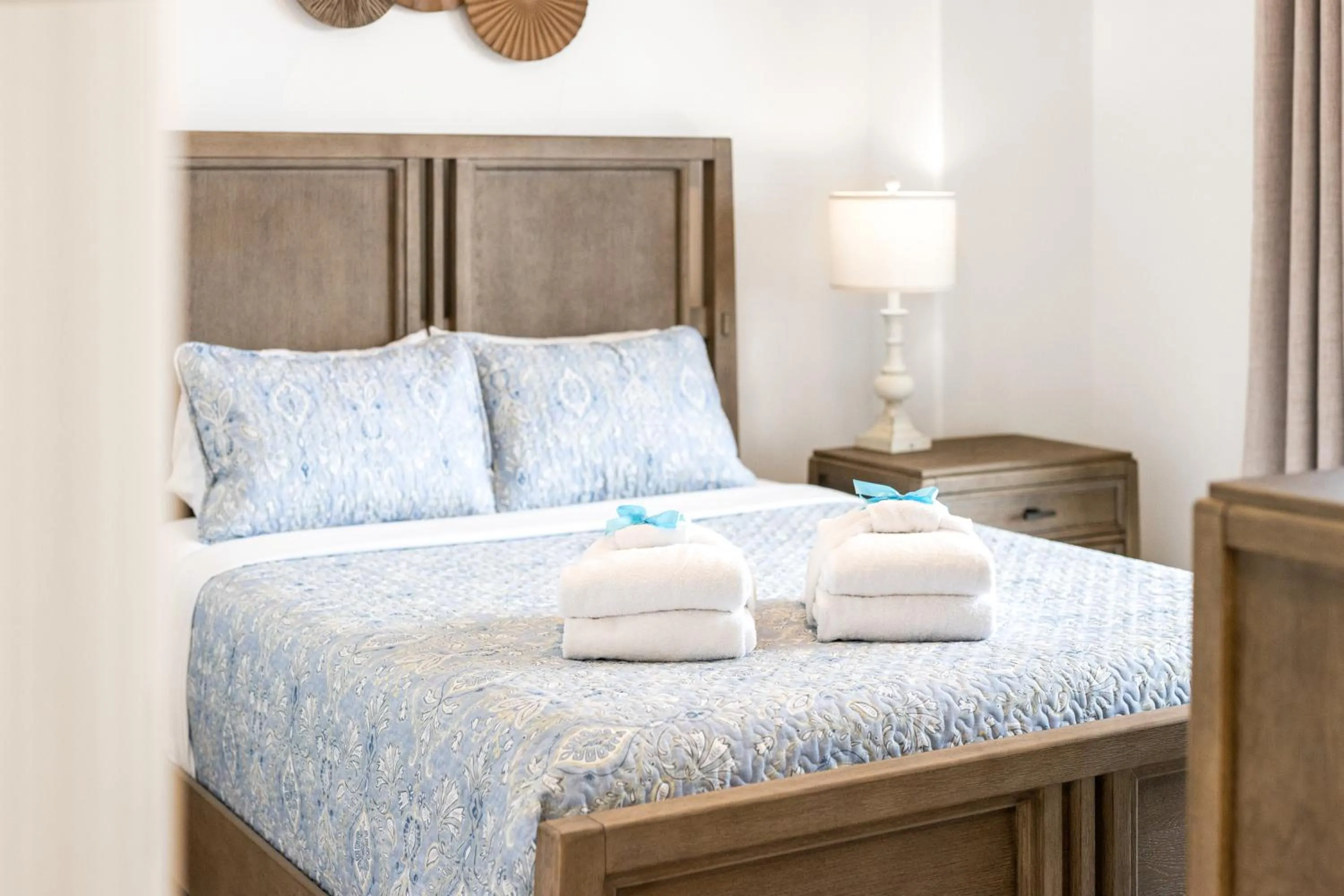 Bed in Treasure Shores–3BR Beachfront Corner Unit sleeps 8 with Stunning Gulf Views!