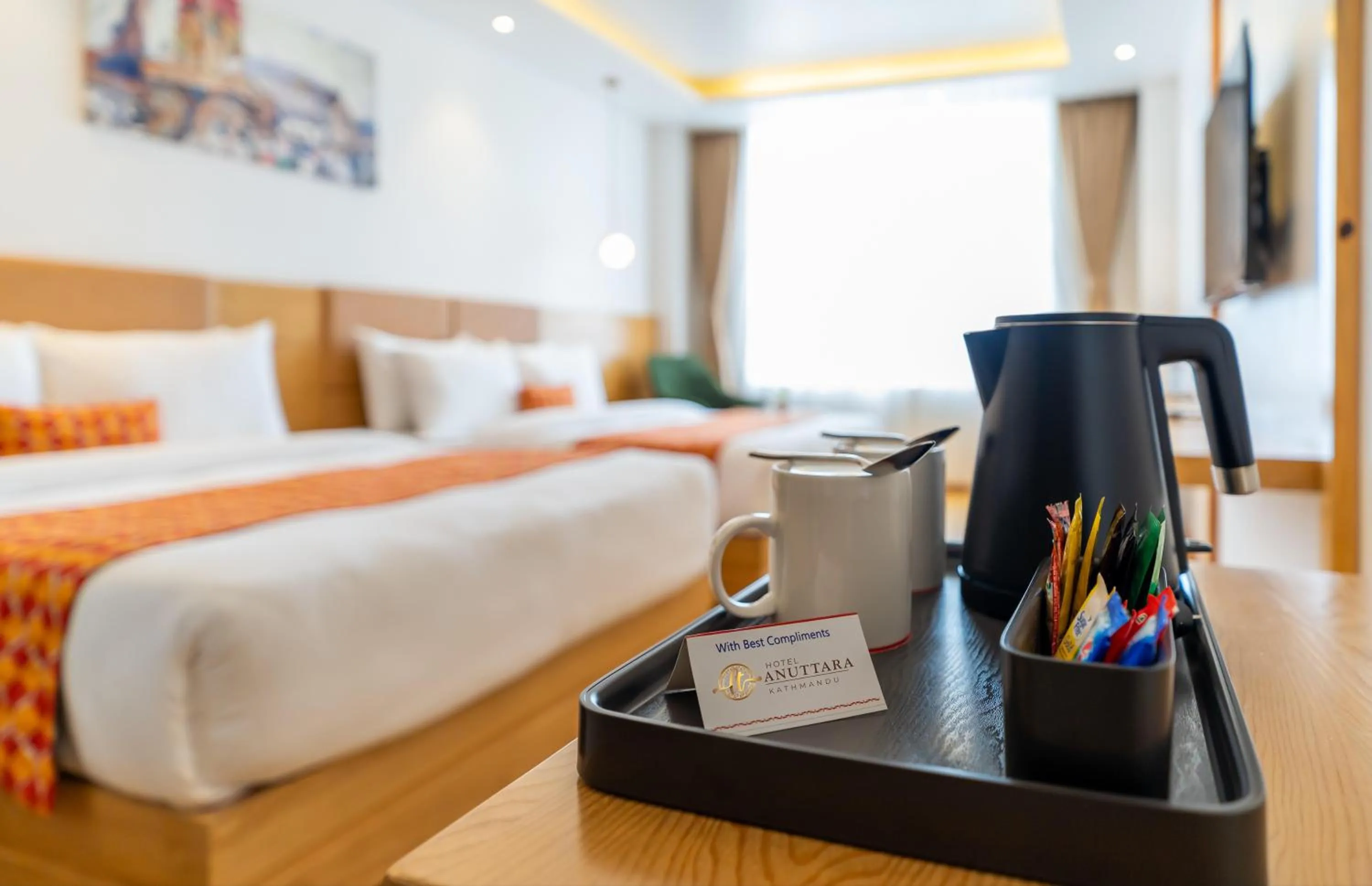 Coffee/tea facilities, Bed in Hotel Anuttara