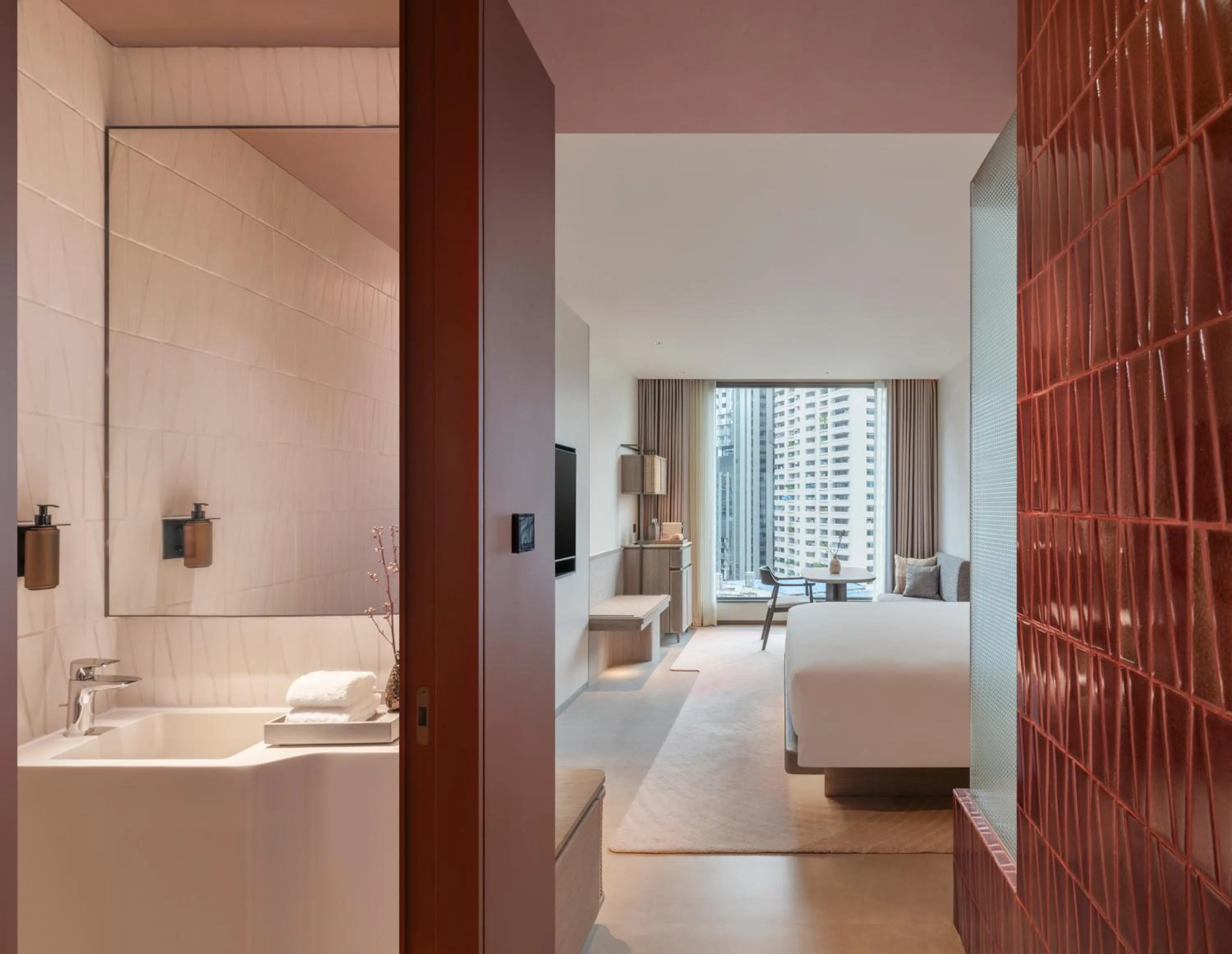 Bathroom, Bed in Kromo Bangkok, Curio Collection By Hilton
