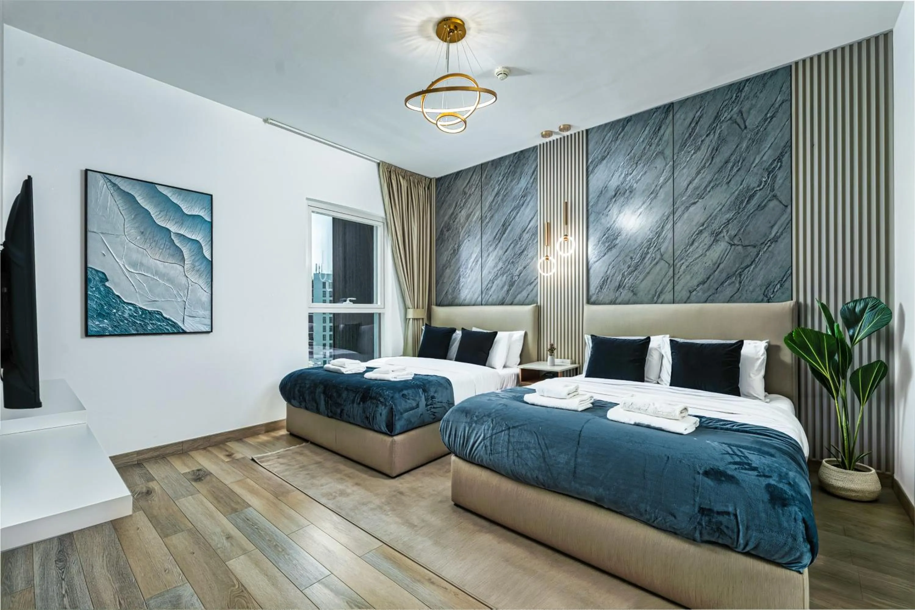 Bedroom, Bed in Desert Key - Perfectly Located Yas Island Premier Apts