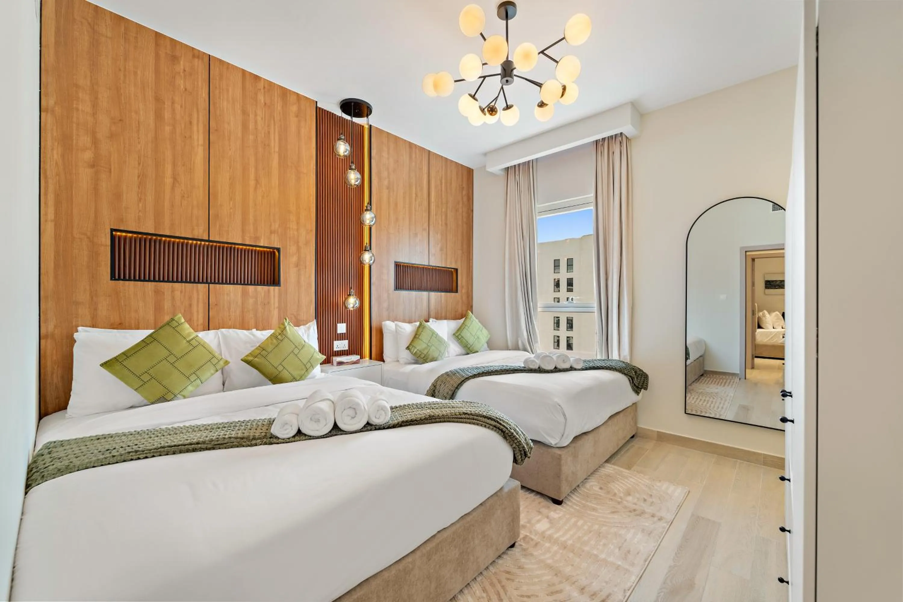 Bedroom, Bed in Desert Key - Perfectly Located Yas Island Premier Apts