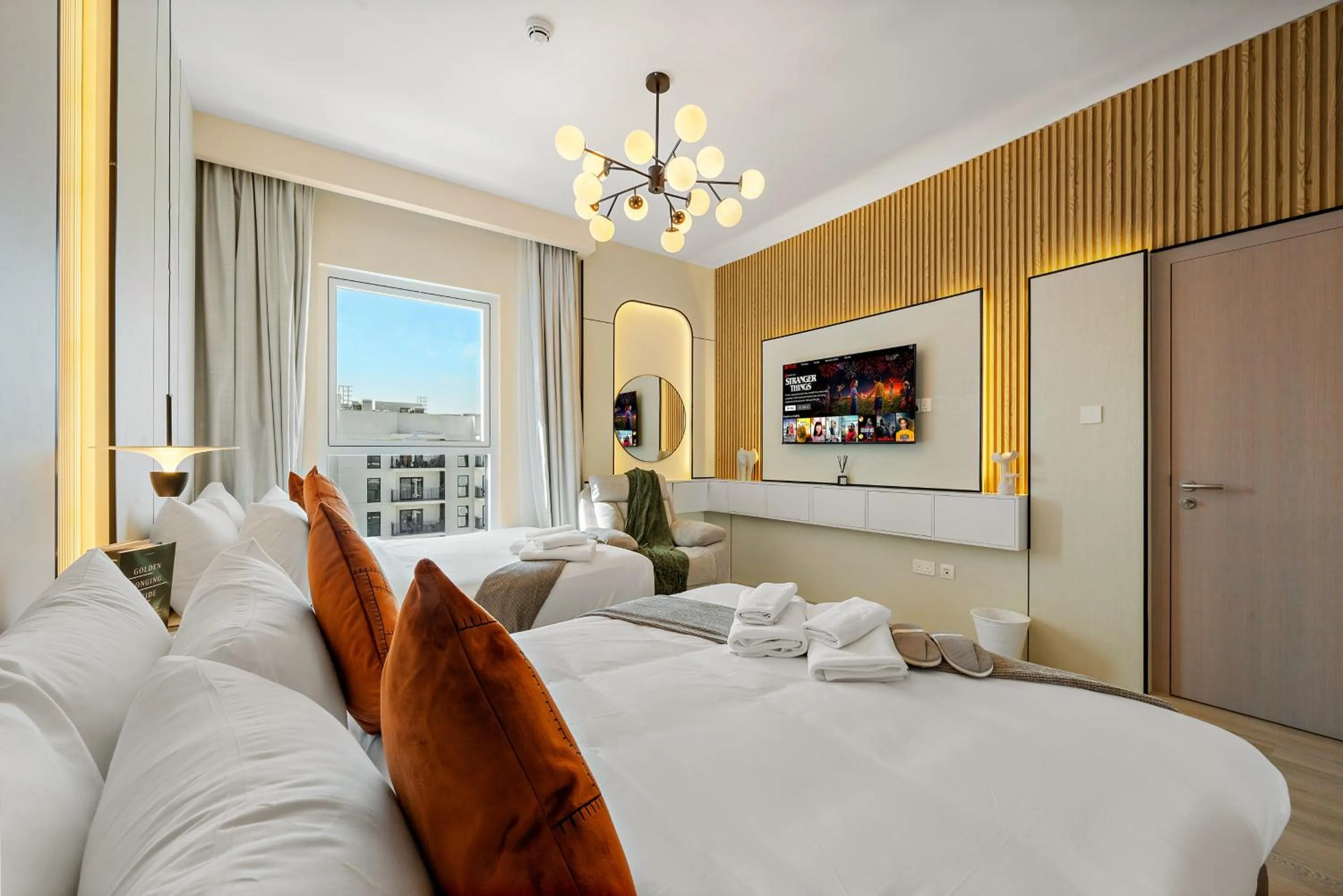 Bedroom, Bed in Desert Key - Perfectly Located Yas Island Premier Apts