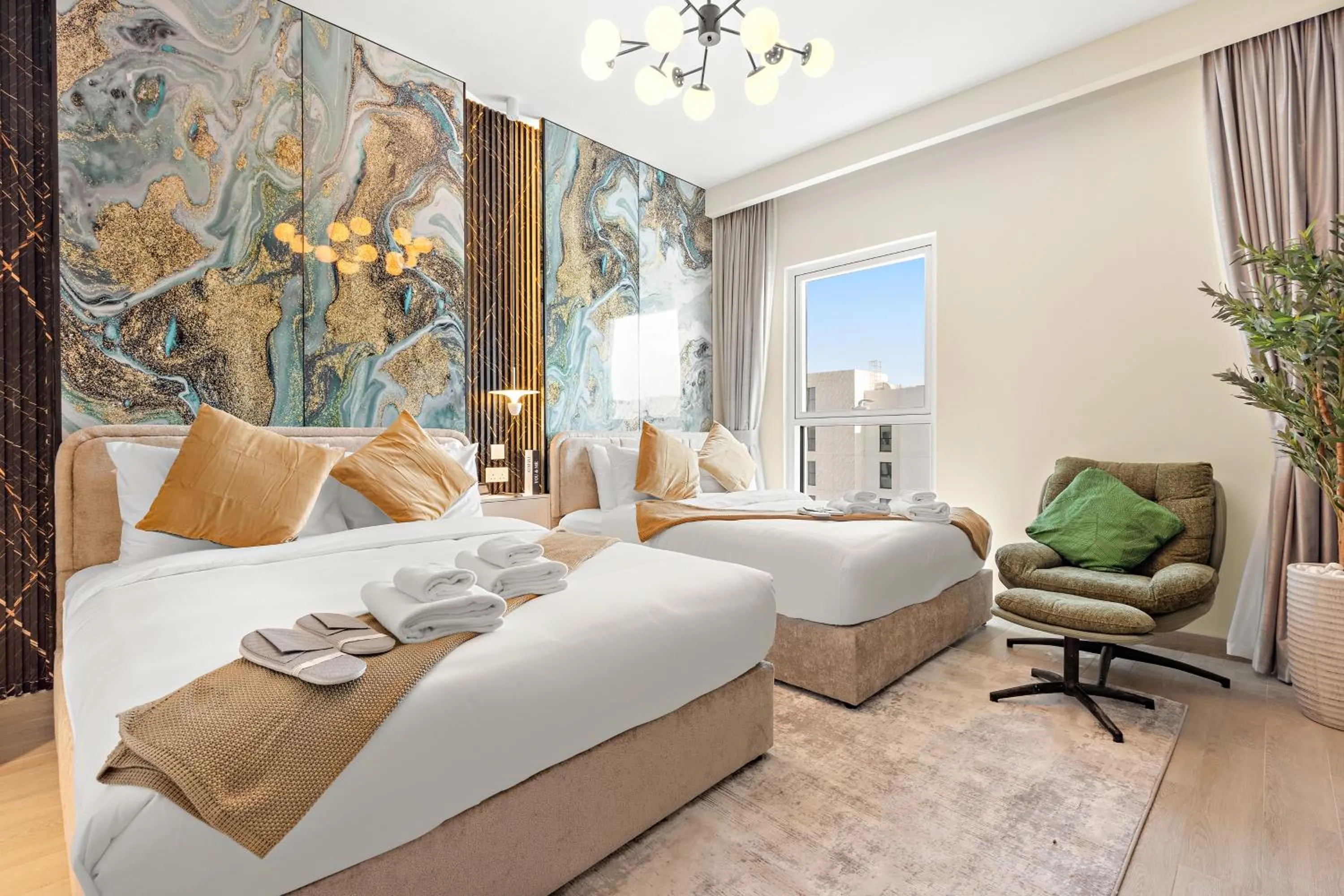 Bedroom, Bed in Desert Key - Perfectly Located Yas Island Premier Apts