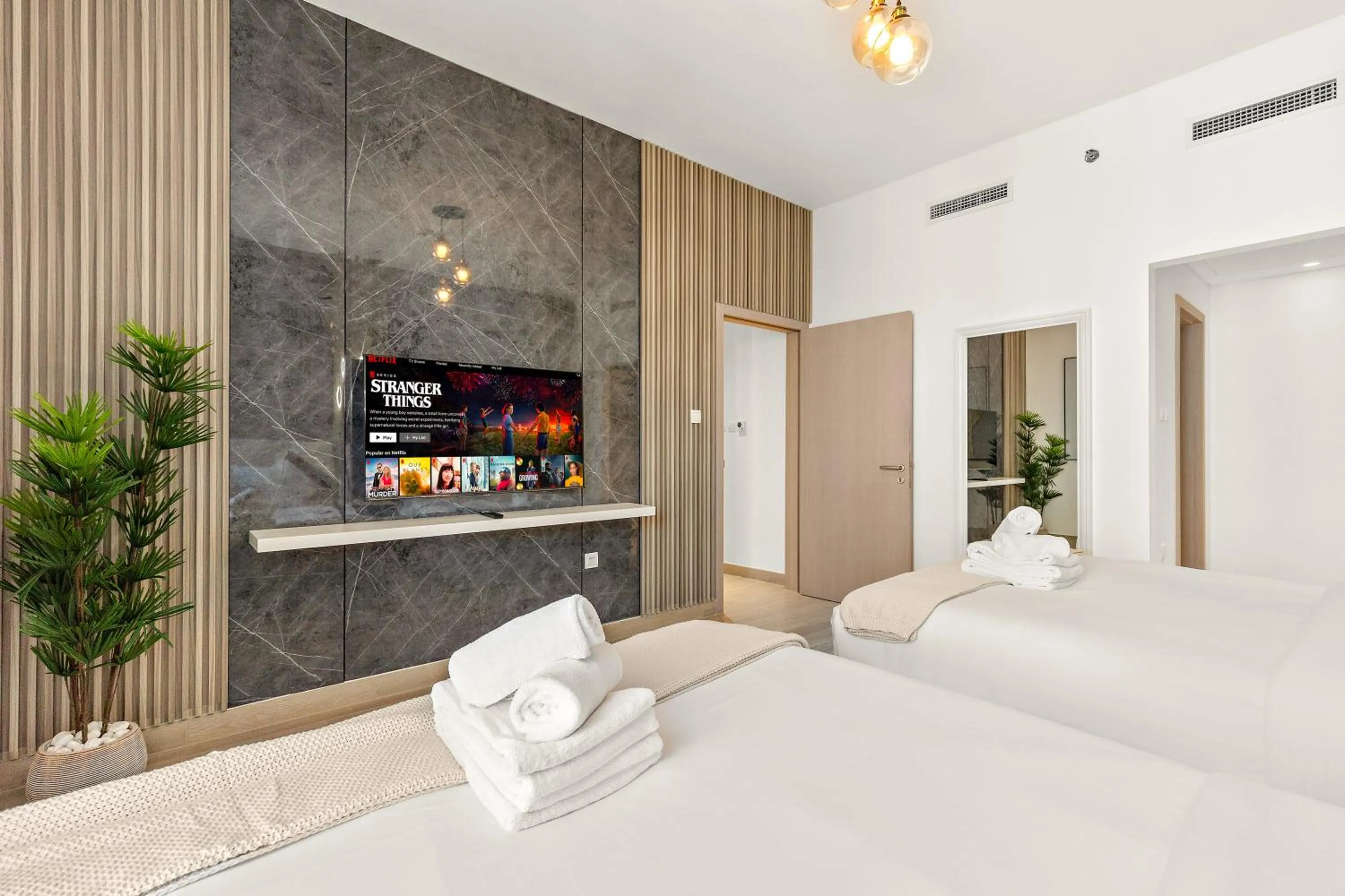 Bedroom, Bed in Desert Key - Perfectly Located Yas Island Premier Apts