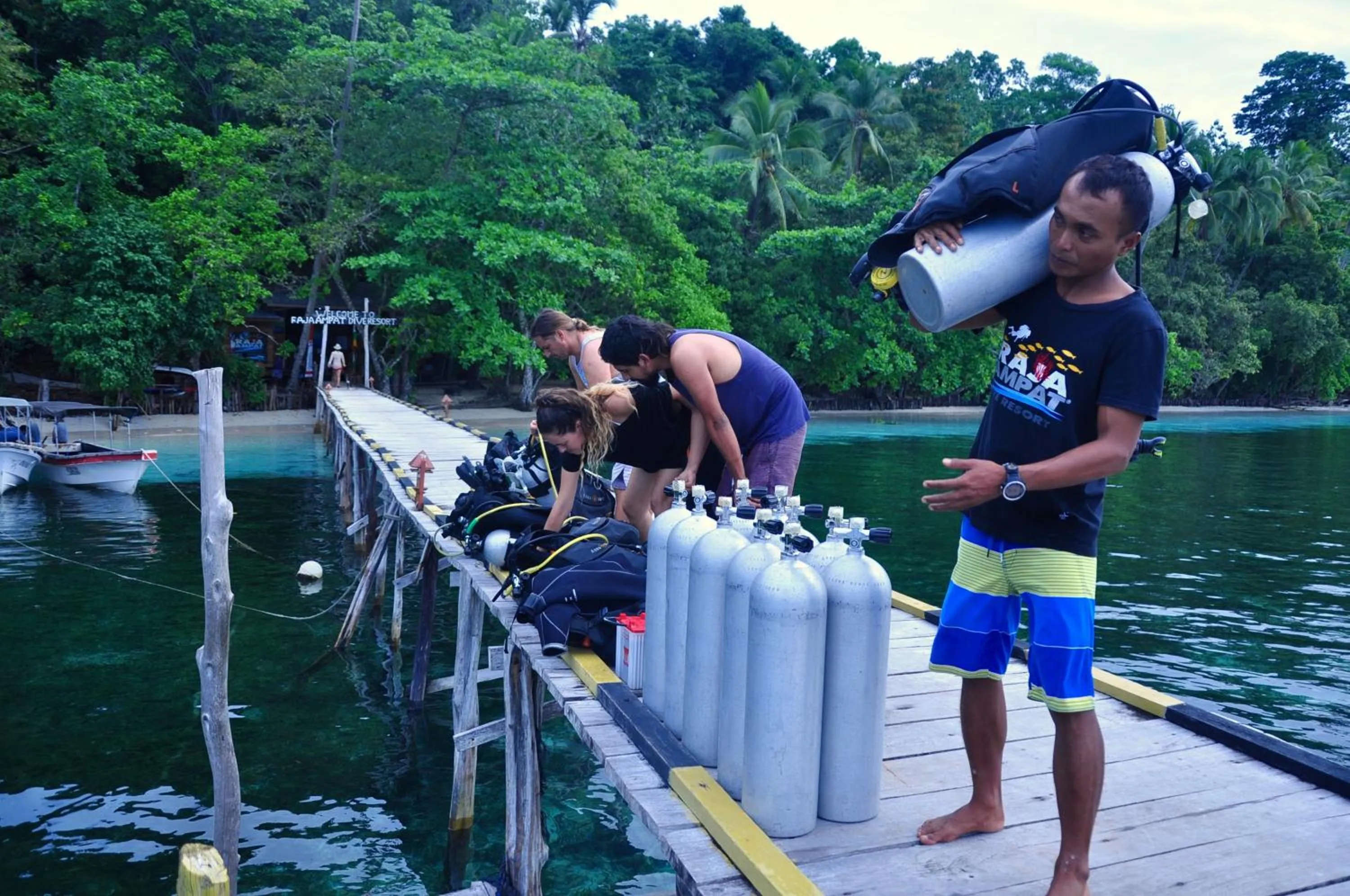 group of guests in Raja Ampat Dive Resort