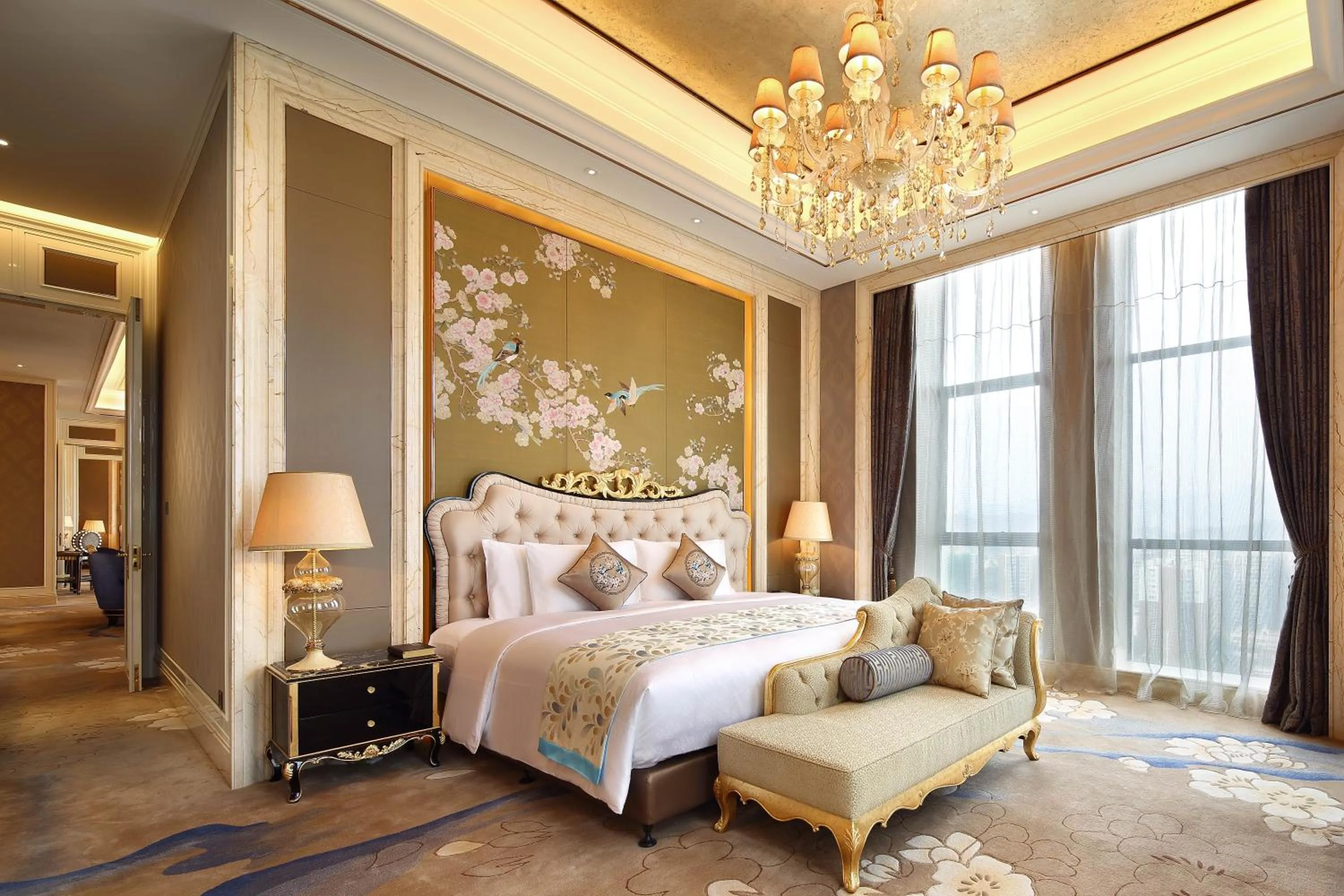 Living room, Bed in Wanda Realm Guangyuan