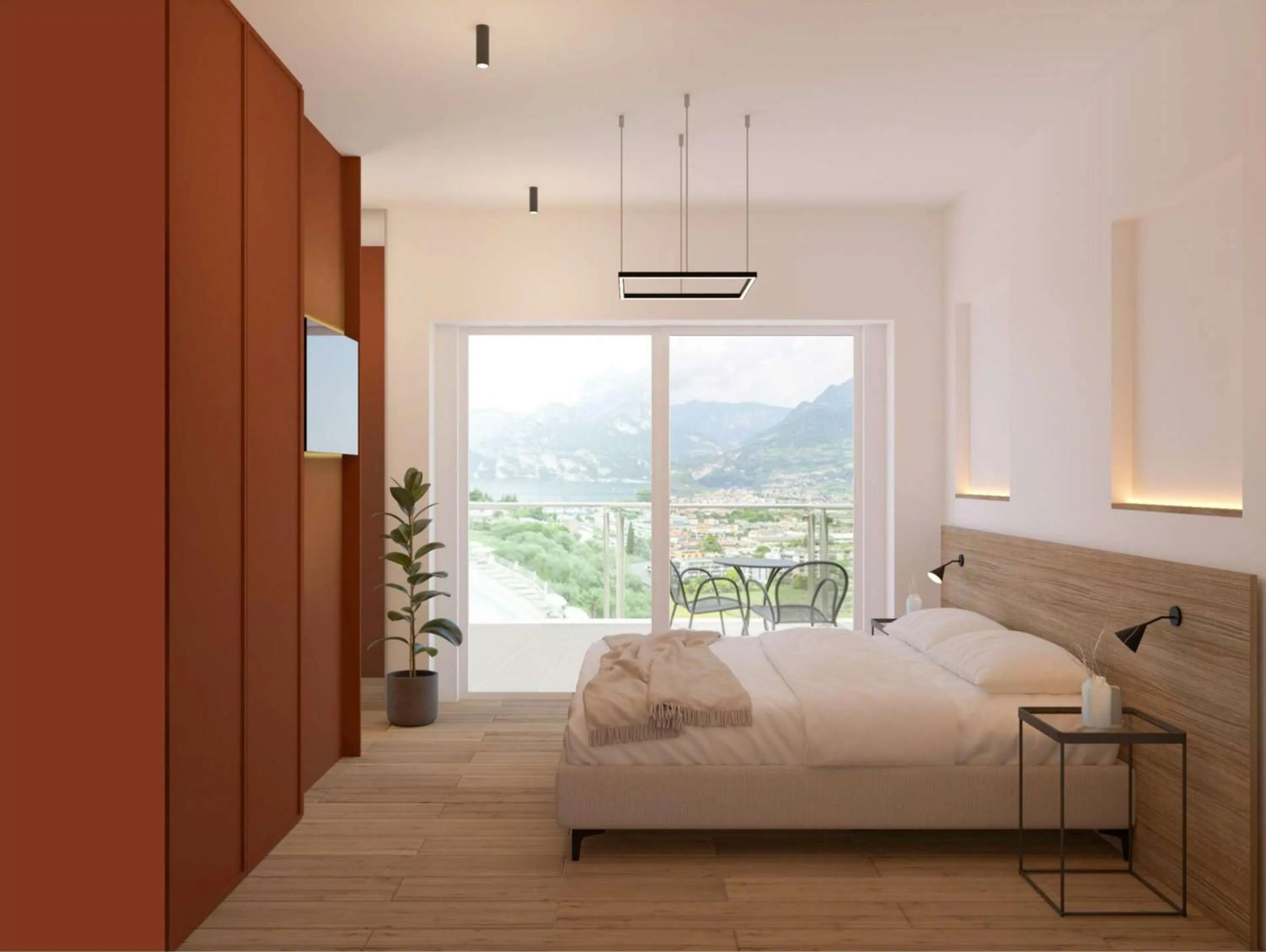 Bedroom, Bed in Hotel Benacus Panoramic