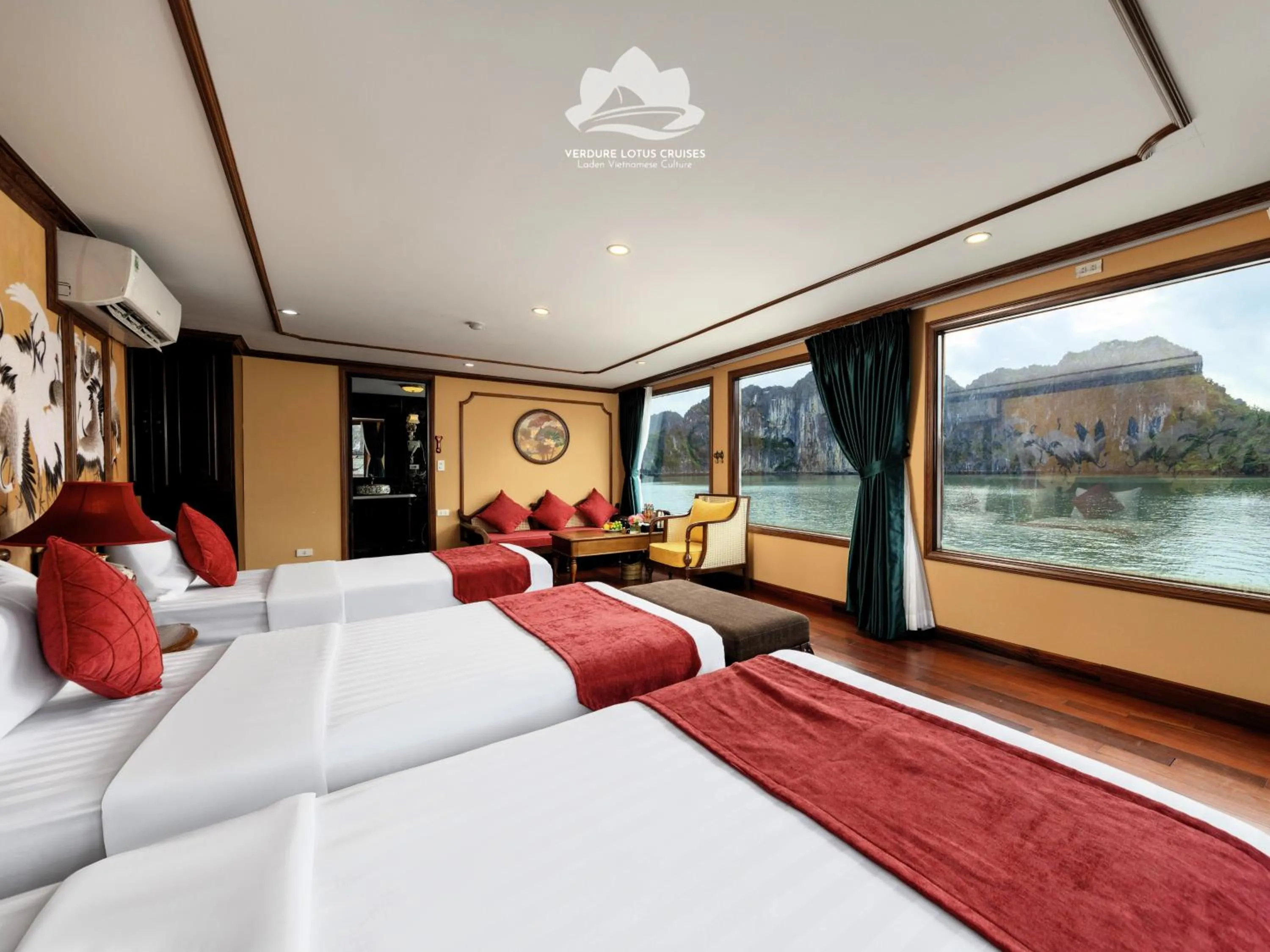 Bed in Verdure Lotus Grandeur Cruise on Ha Long Bay