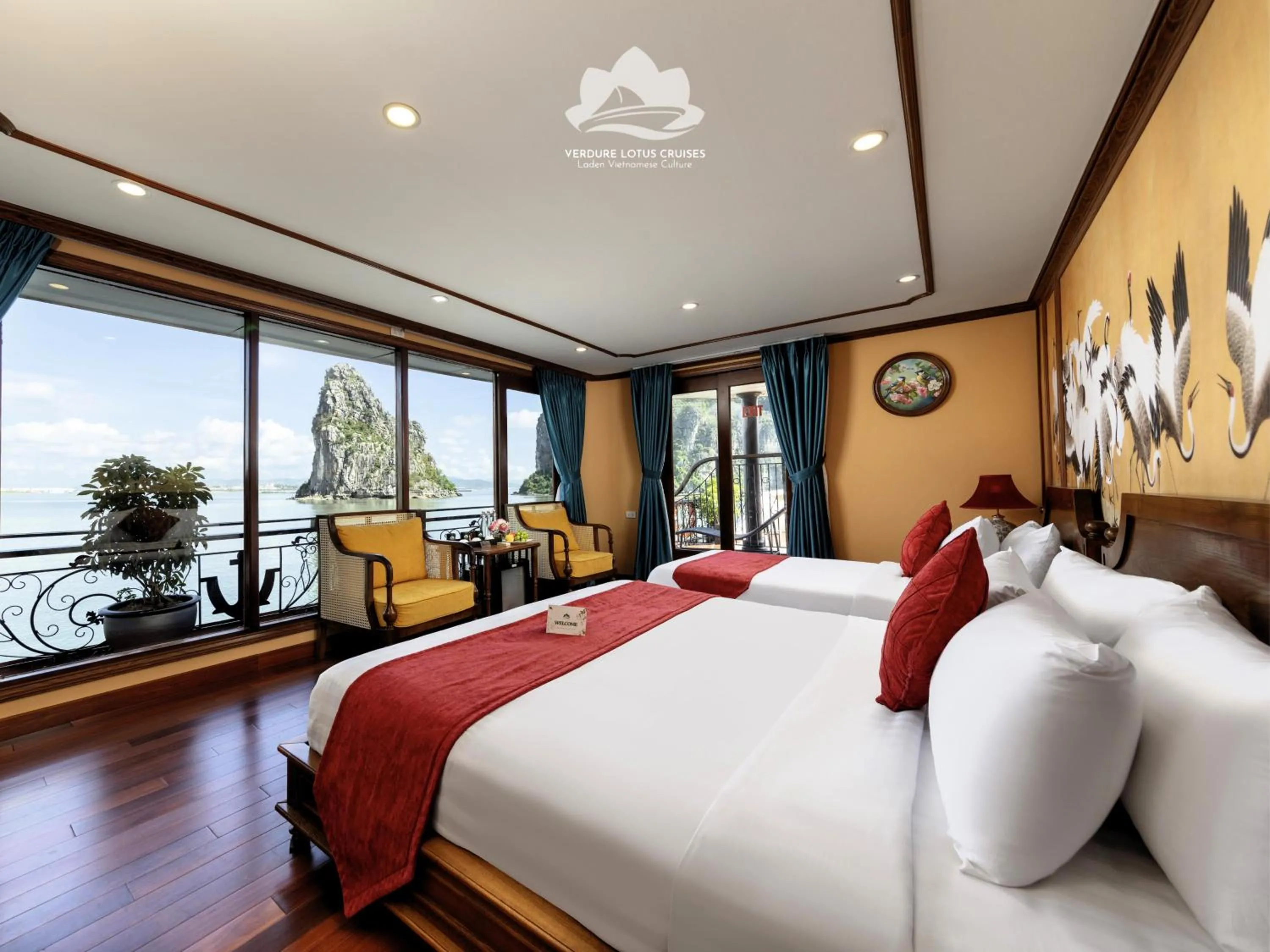 Bed in Verdure Lotus Grandeur Cruise on Ha Long Bay