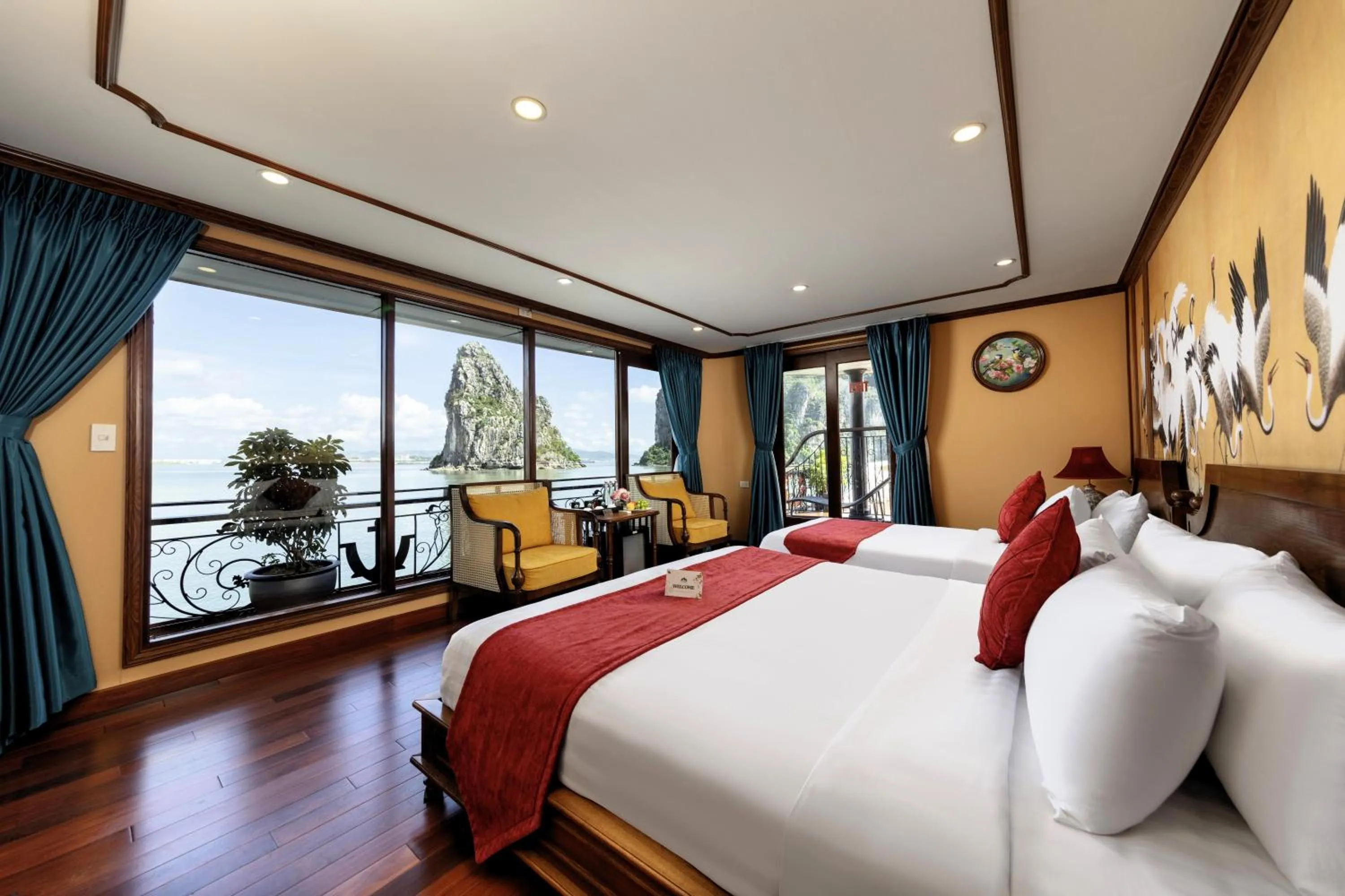 furniture, Bed in Verdure Lotus Grandeur Cruise on Ha Long Bay