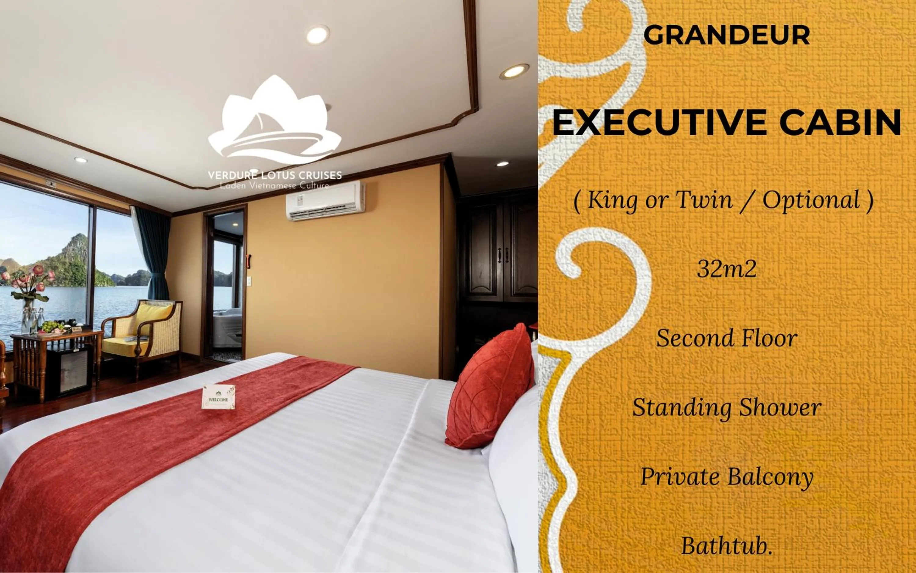 Bedroom in Verdure Lotus Grandeur Cruise on Ha Long Bay