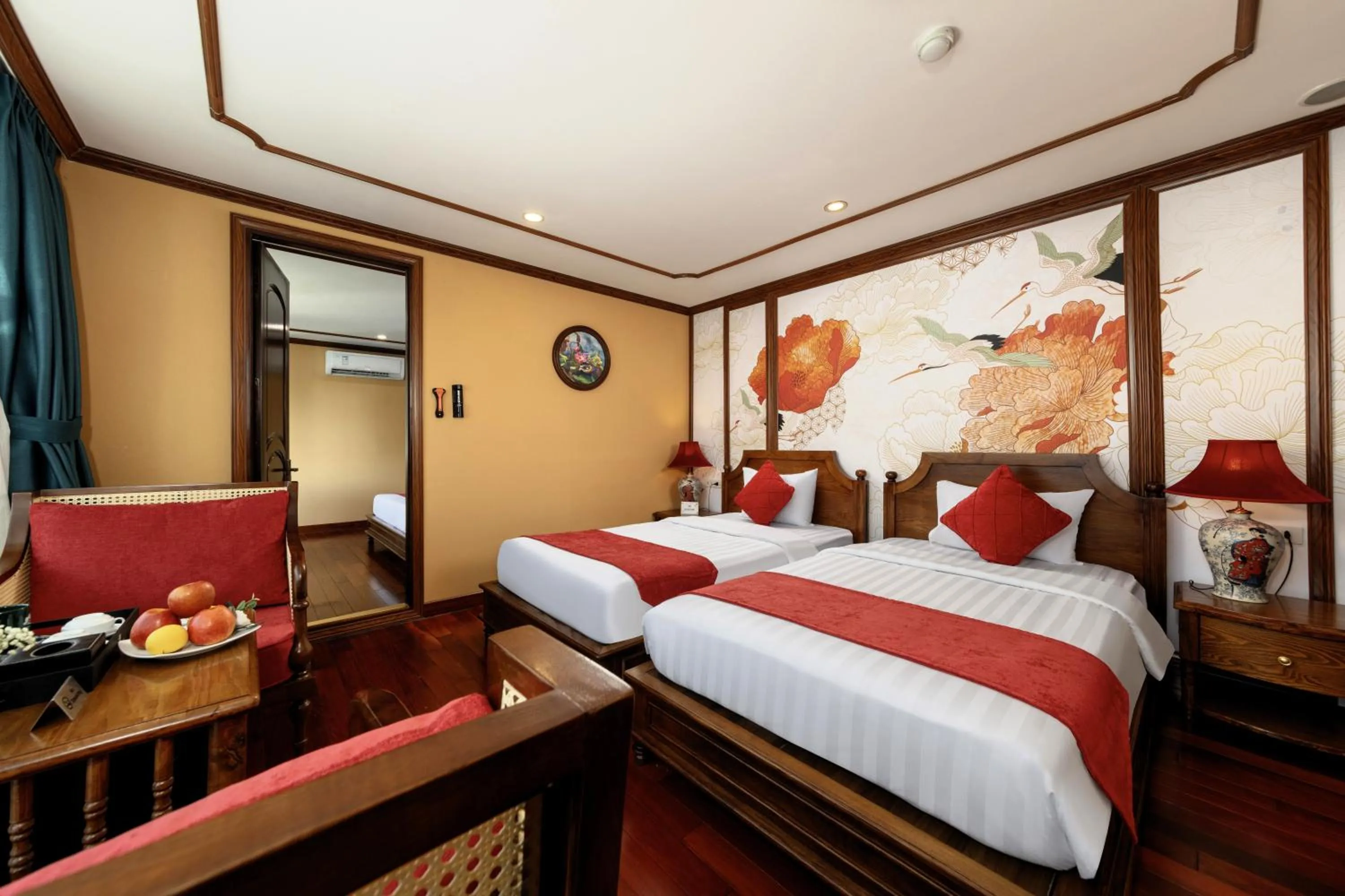 Photo of the whole room, Bed in Verdure Lotus Grandeur Cruise on Ha Long Bay