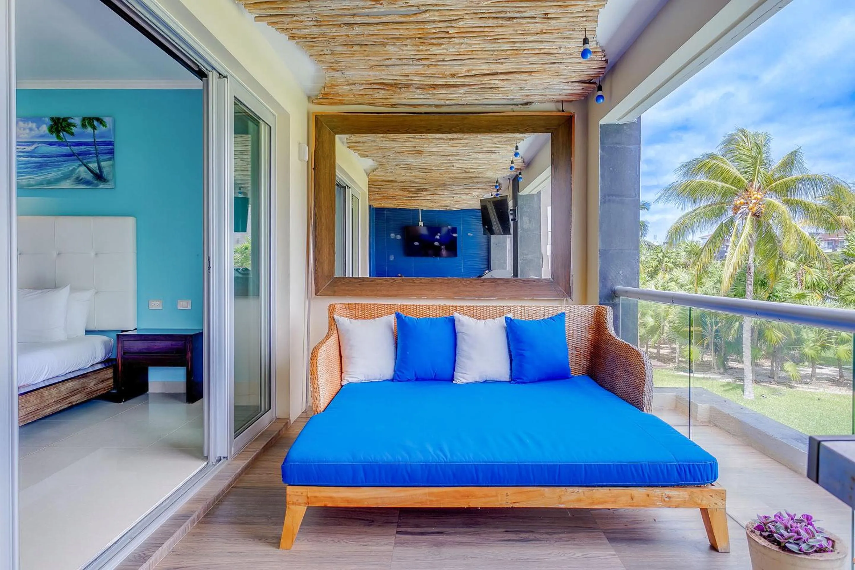Living room in Luxury Condos at Mareazul Beachfront Complex with Resort-Style Amenities