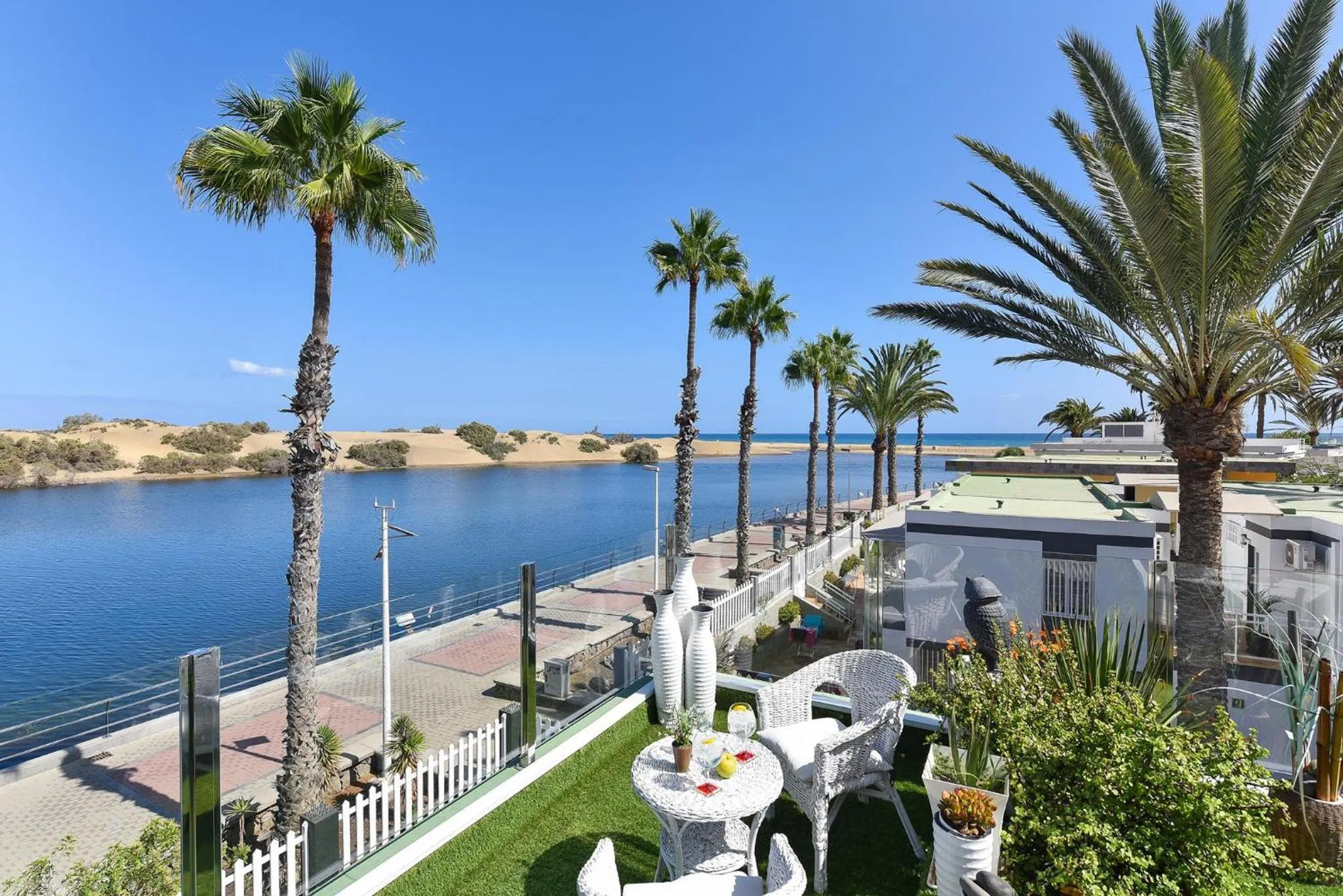 Balcony/Terrace in Maspalomas Beach Apartment Charca 1 by VillaGranCanaria