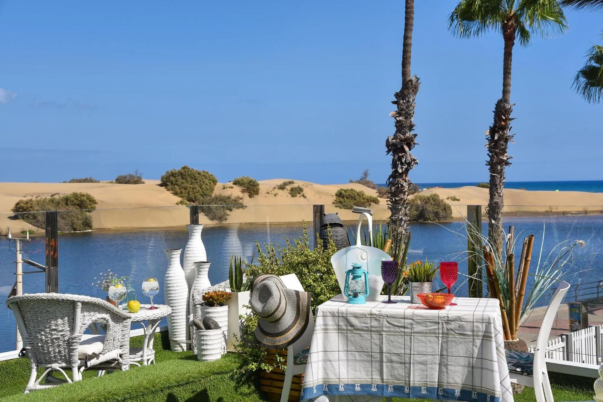Balcony/Terrace in Maspalomas Beach Apartment Charca 1 by VillaGranCanaria