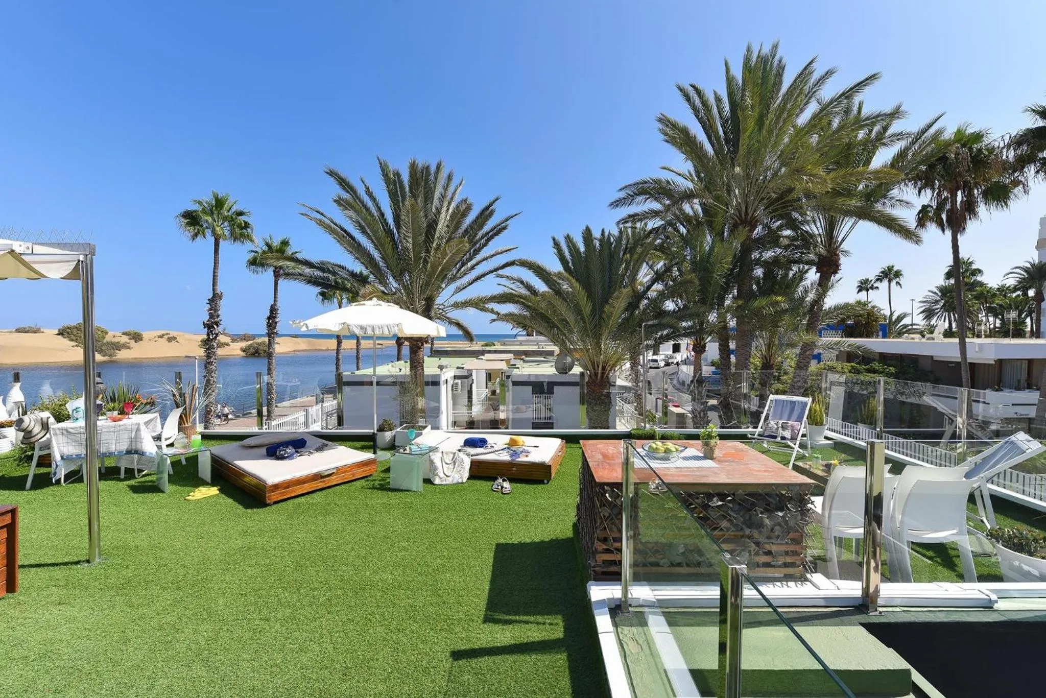 Balcony/Terrace in Maspalomas Beach Apartment Charca 1 by VillaGranCanaria