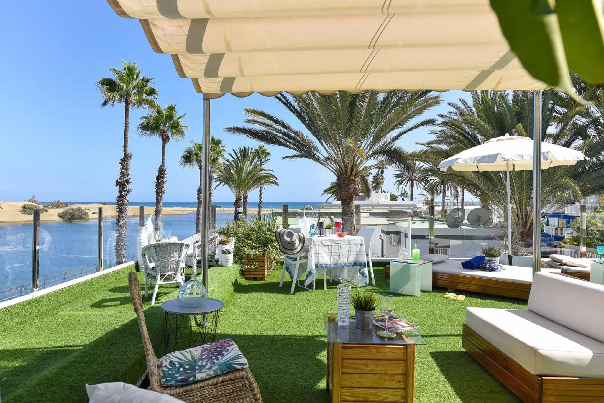 Balcony/Terrace in Maspalomas Beach Apartment Charca 1 by VillaGranCanaria