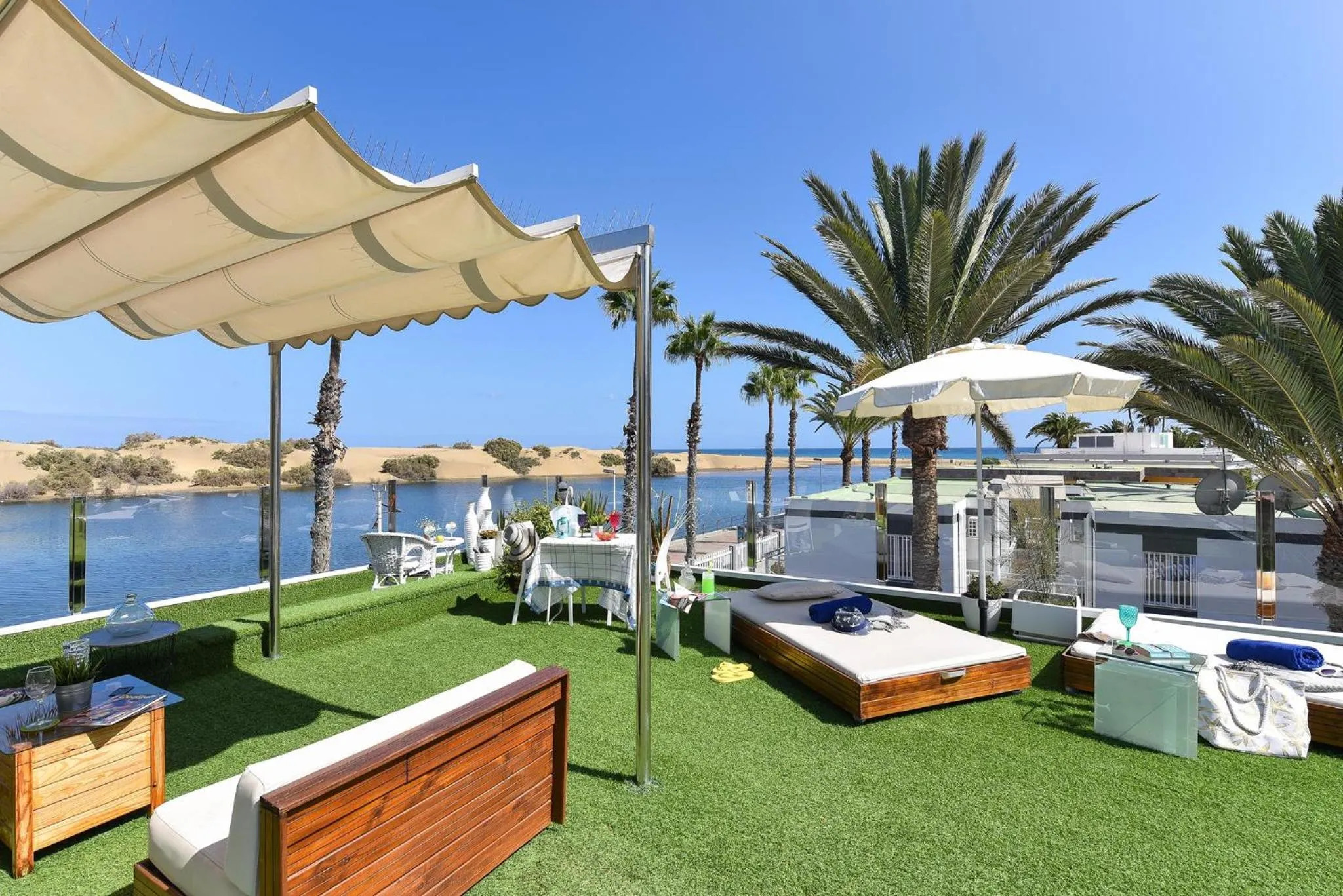 Balcony/Terrace in Maspalomas Beach Apartment Charca 1 by VillaGranCanaria