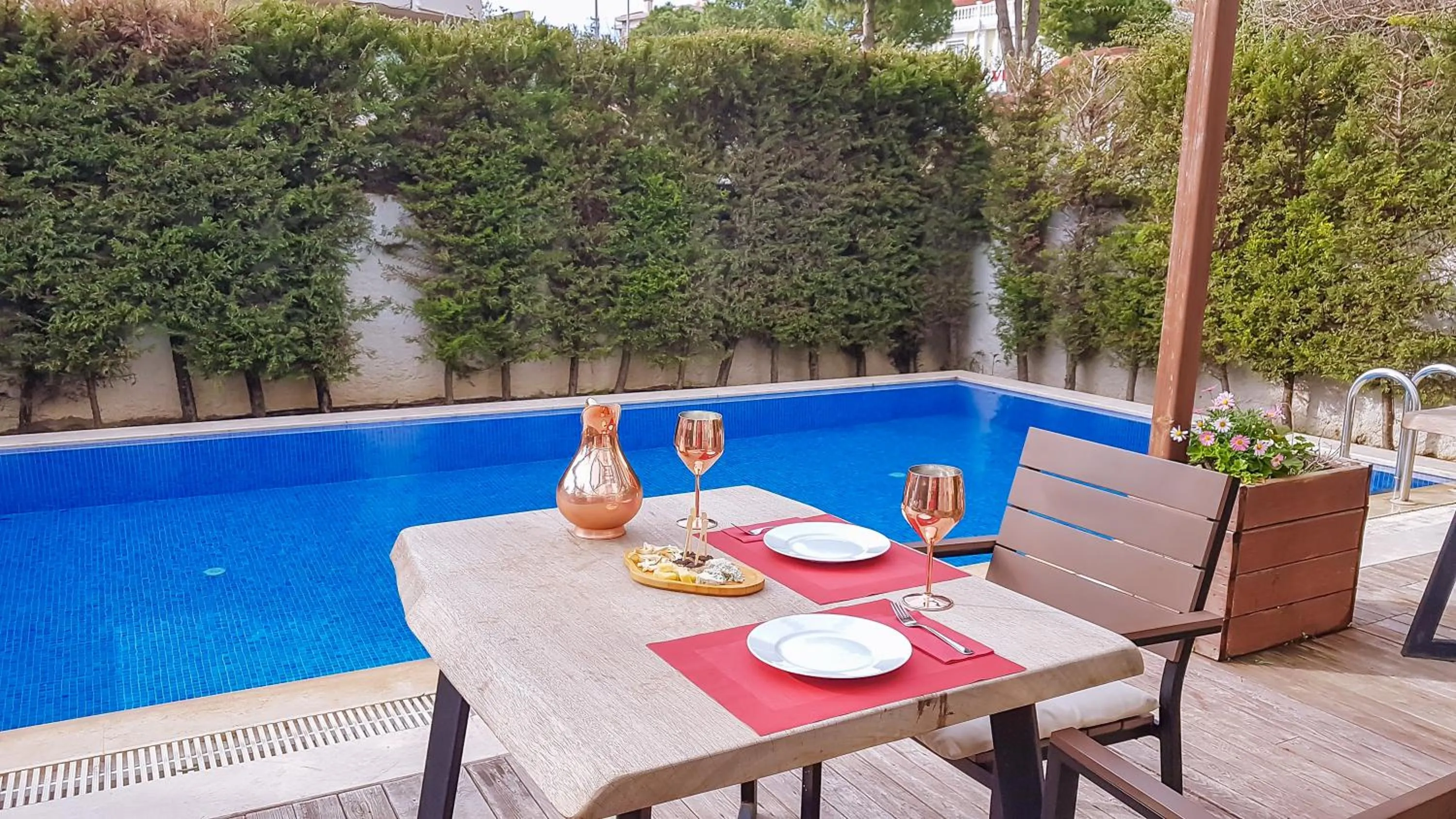 Pool view in Rebetiko Hotel