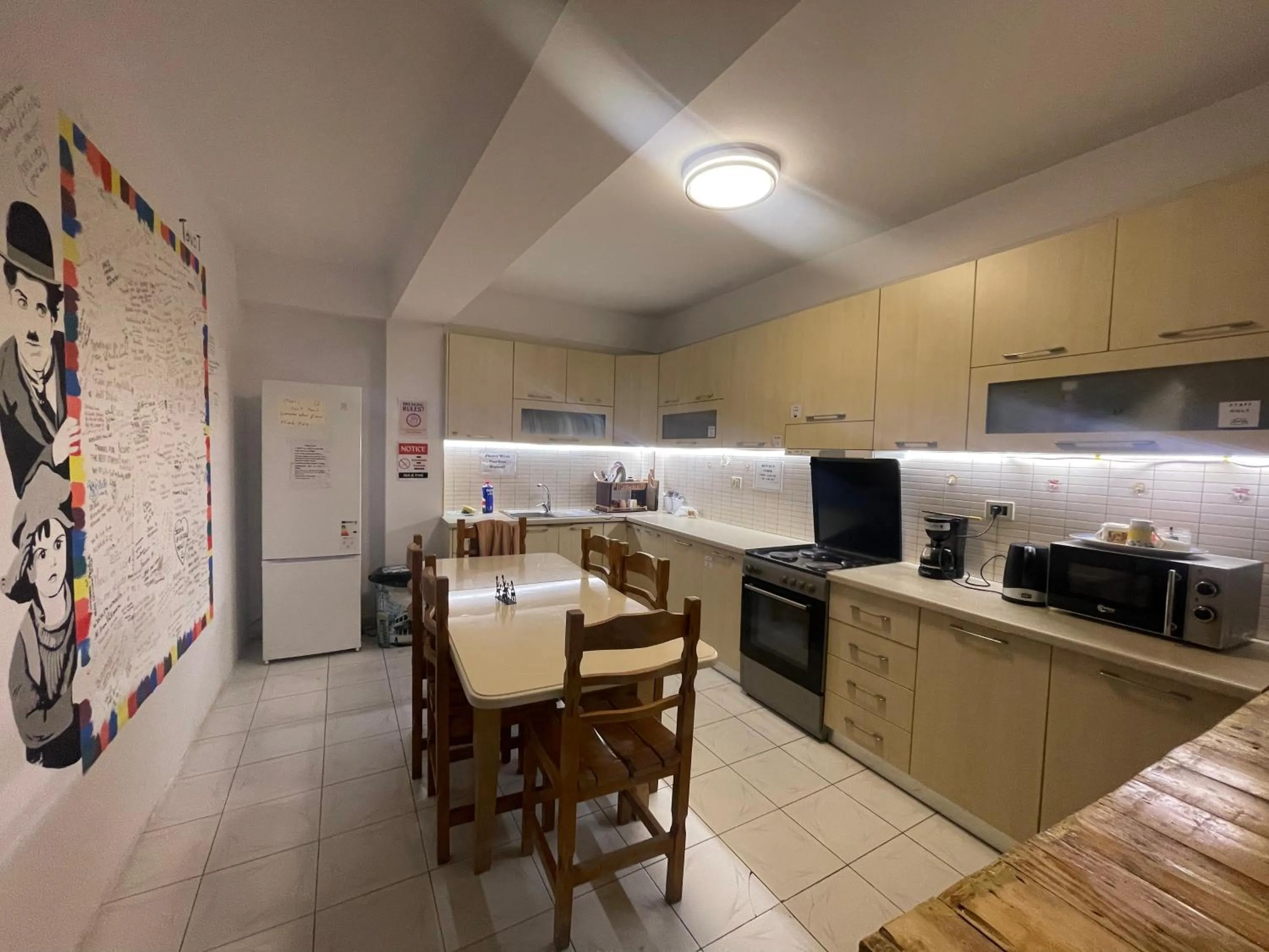 Kitchen or kitchenette in Vlora Backpackers Hostel & Bar LUNGOMARE