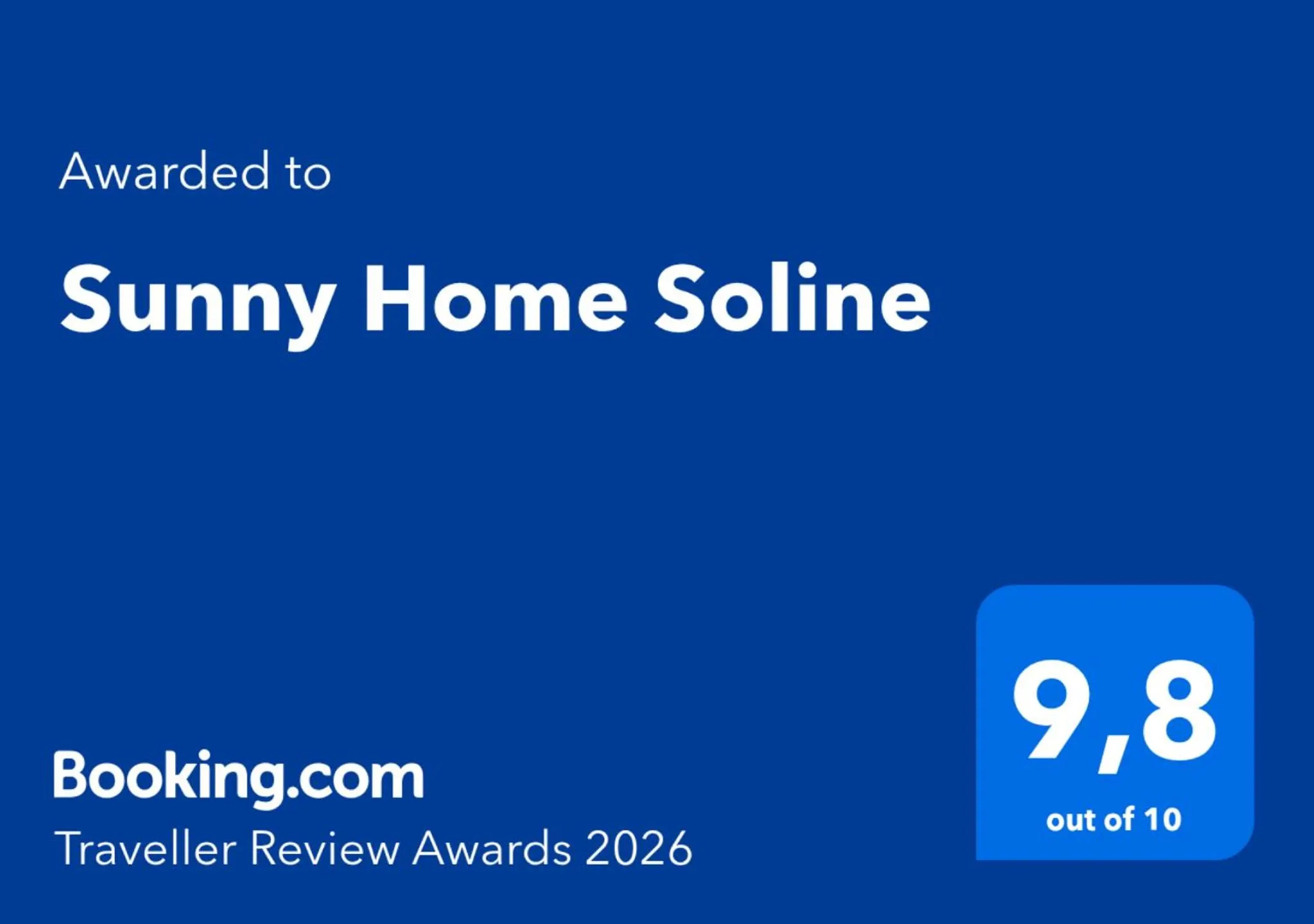 Certificate/Award in Sunny Home Soline
