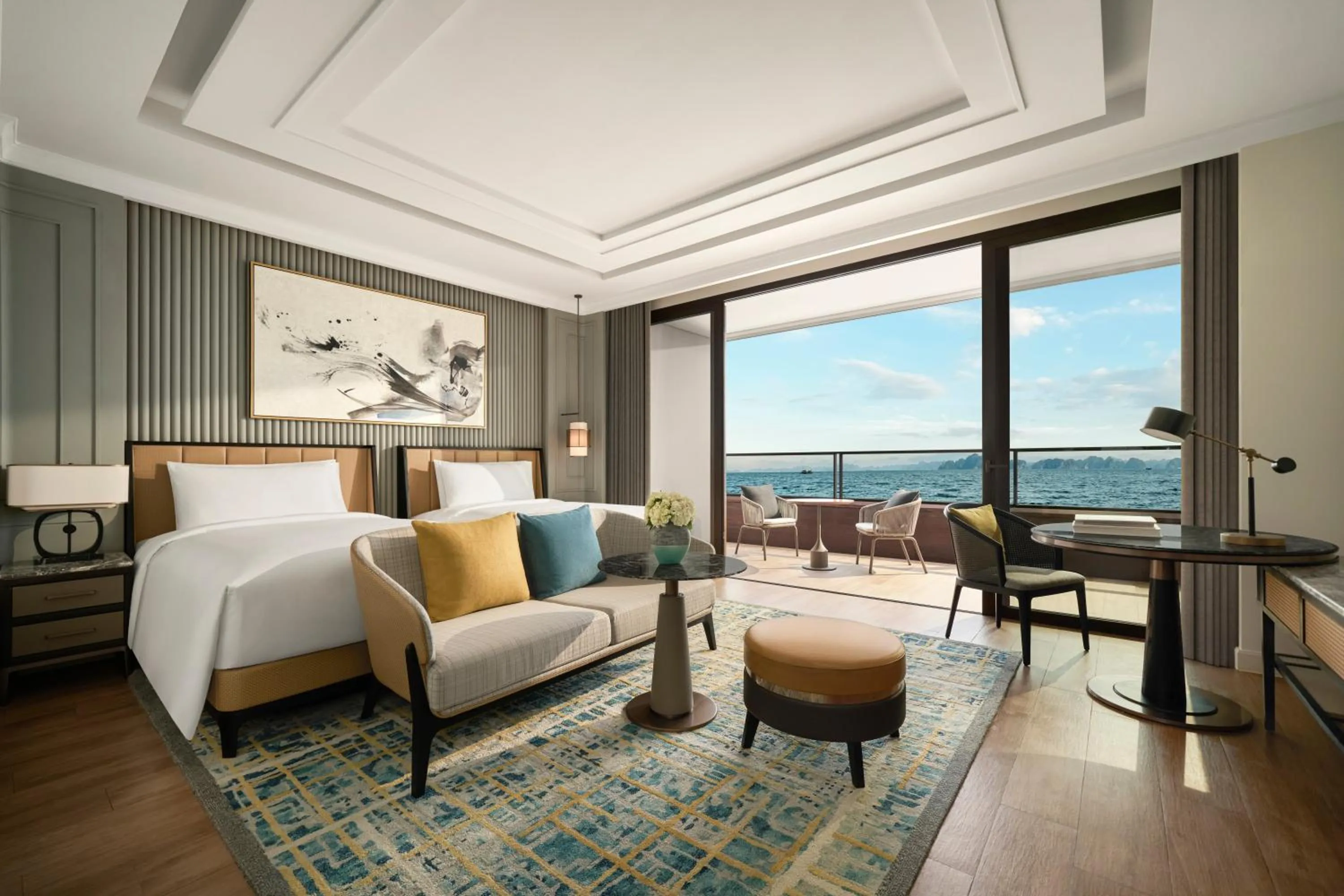 View (from property/room), Bed in InterContinental Halong Bay Resort by IHG