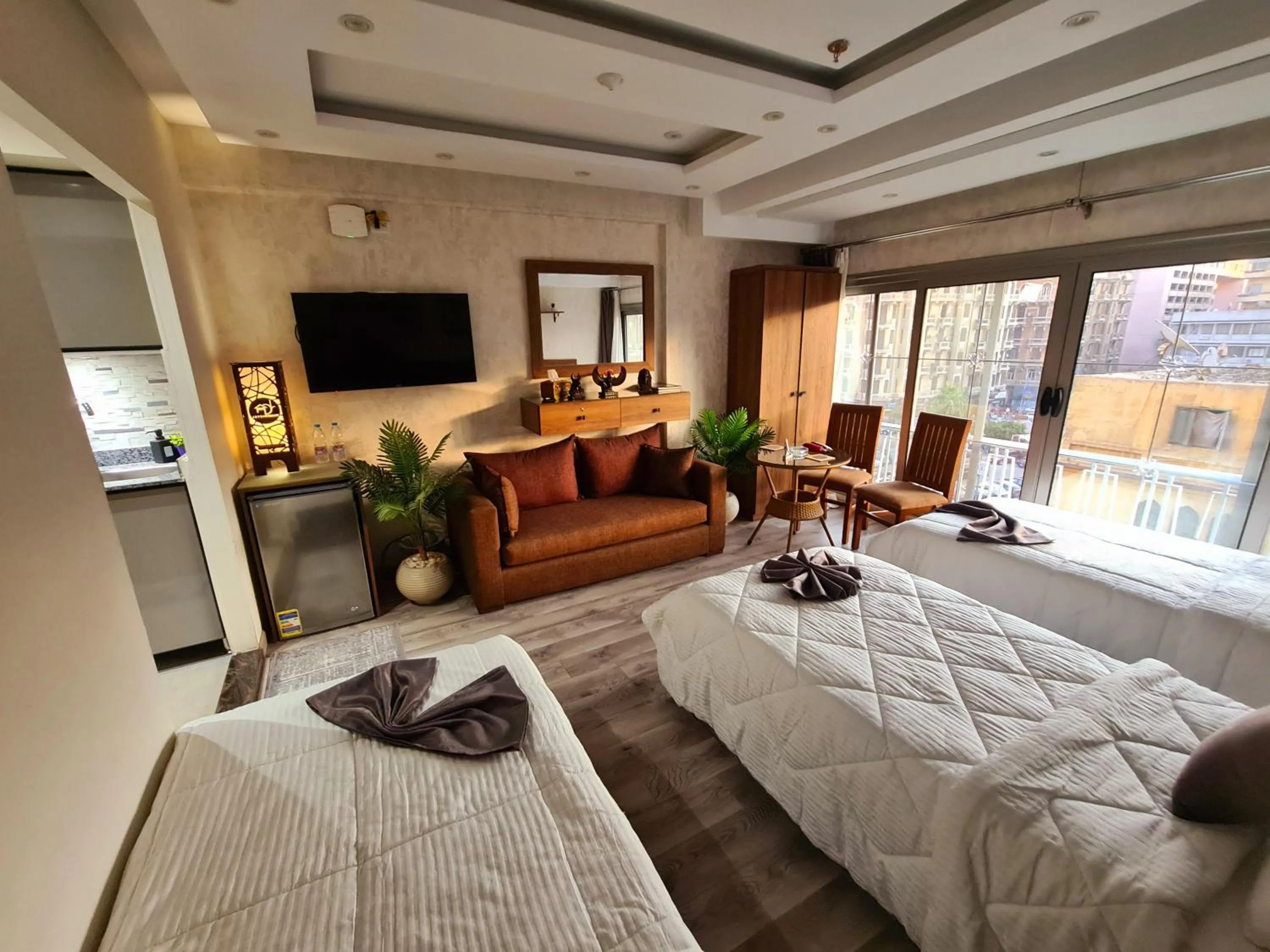 Communal lounge/ TV room in tourist hotel cairo downtown