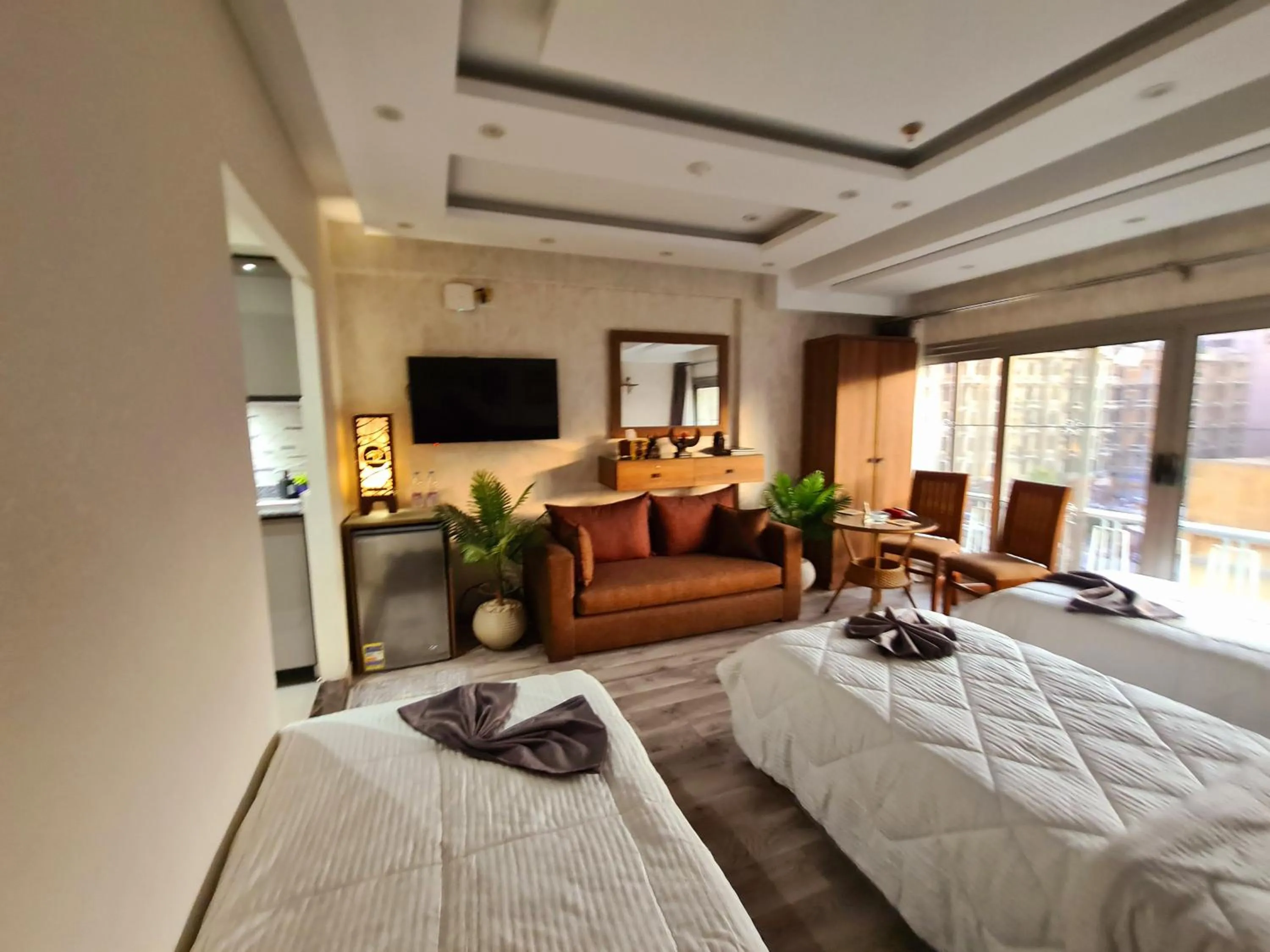 Communal lounge/ TV room in tourist hotel cairo downtown