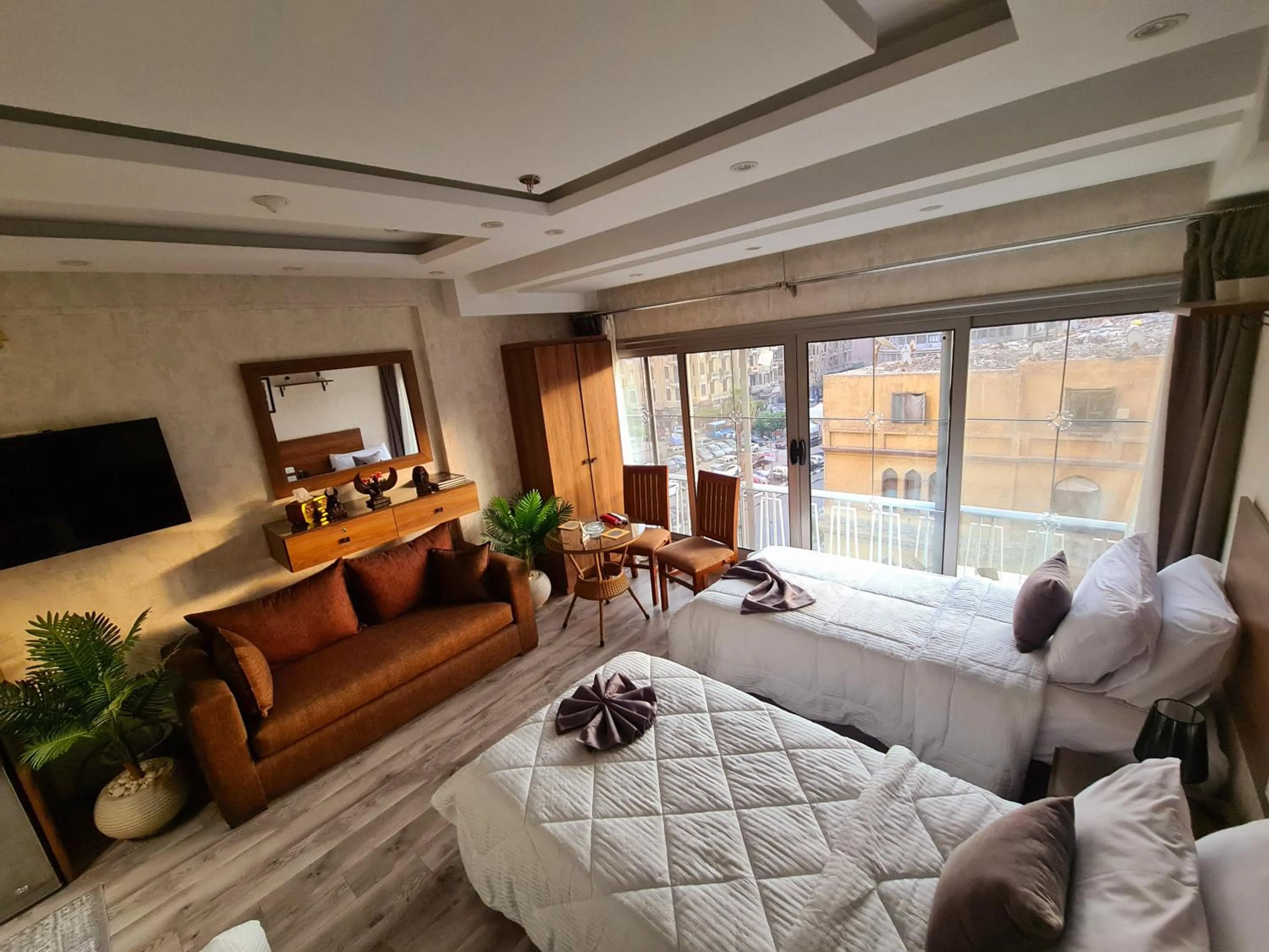 Communal lounge/ TV room in tourist hotel cairo downtown