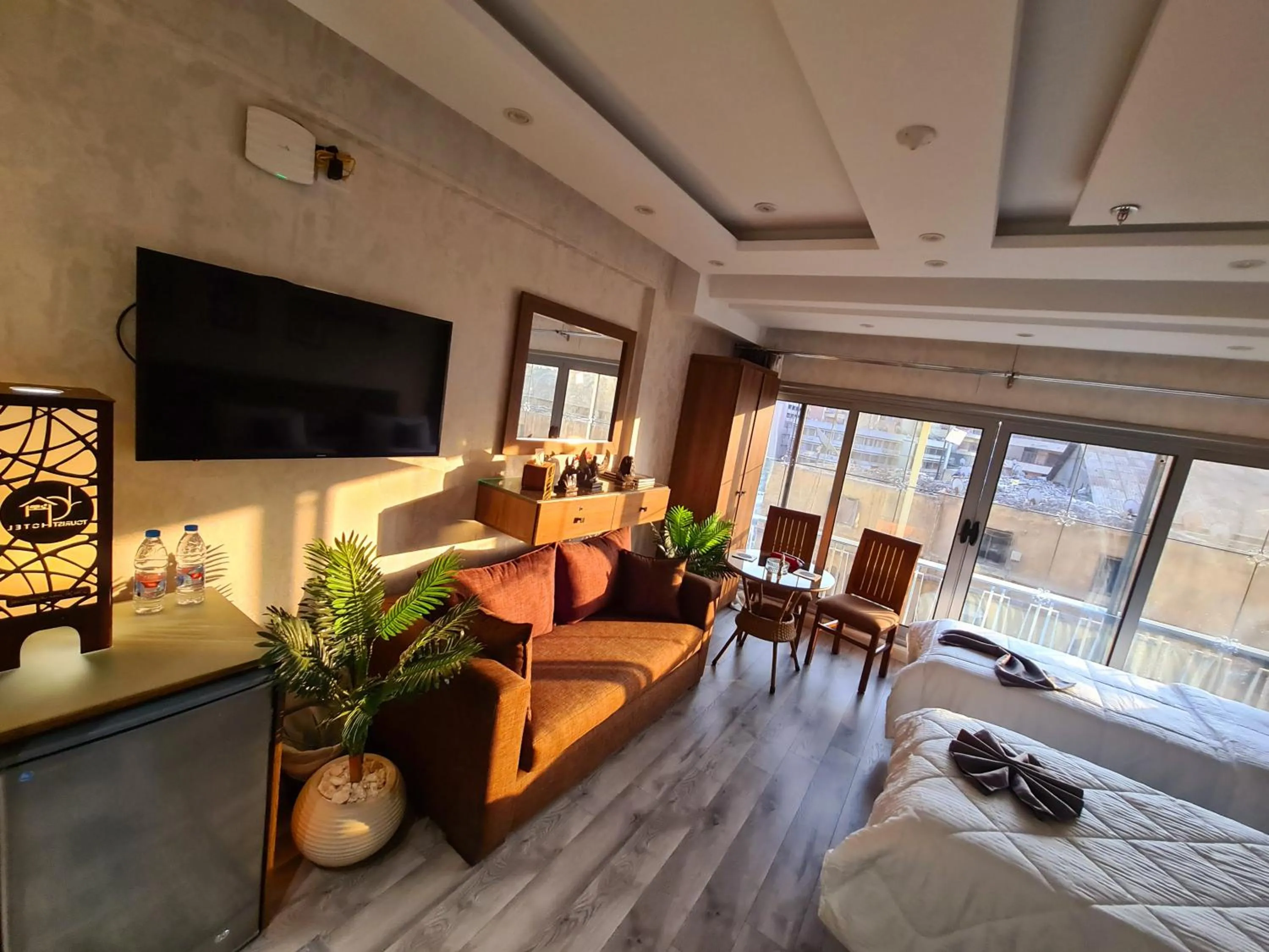 Communal lounge/ TV room in tourist hotel cairo downtown