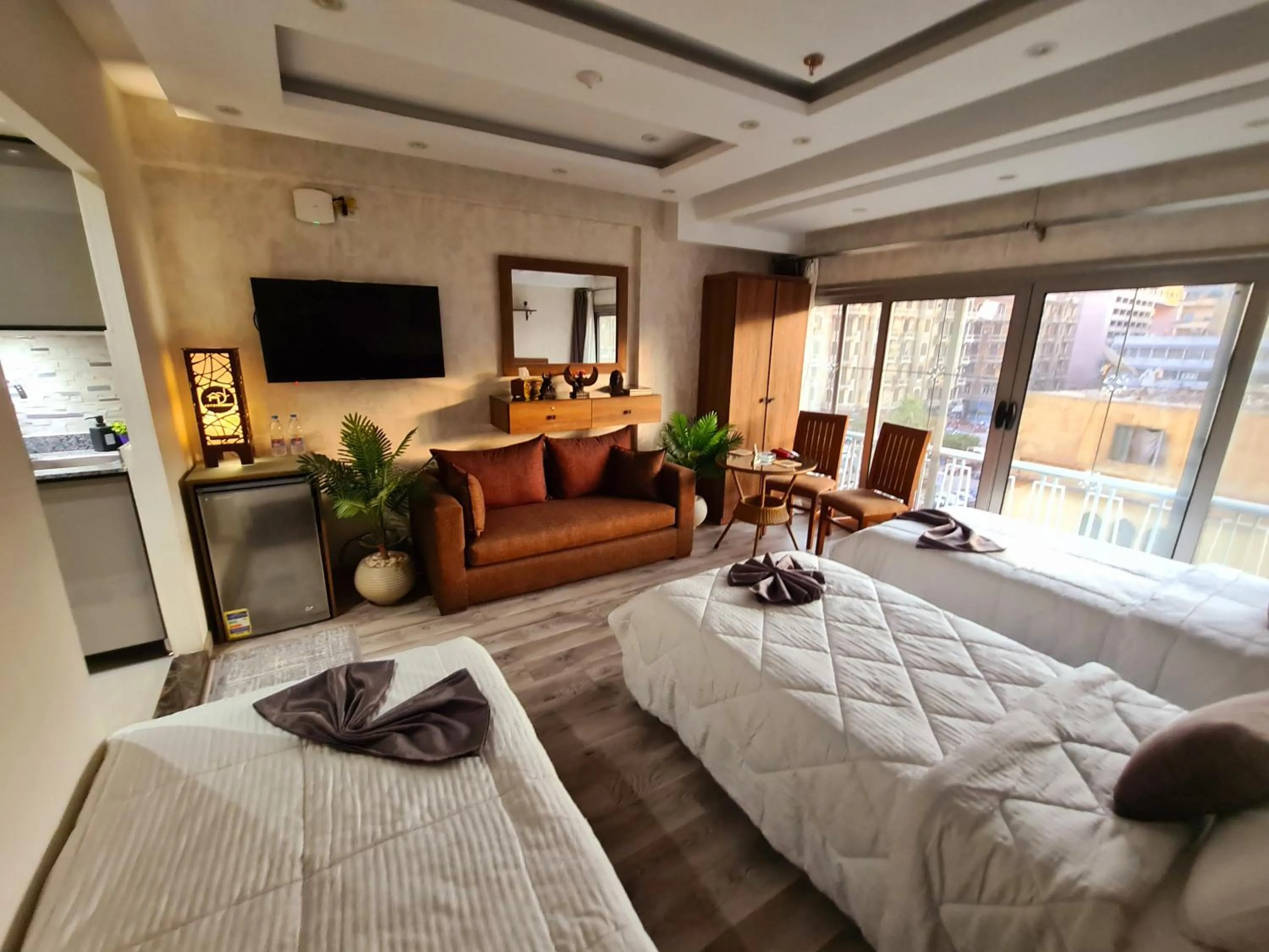 Communal lounge/ TV room in tourist hotel cairo downtown