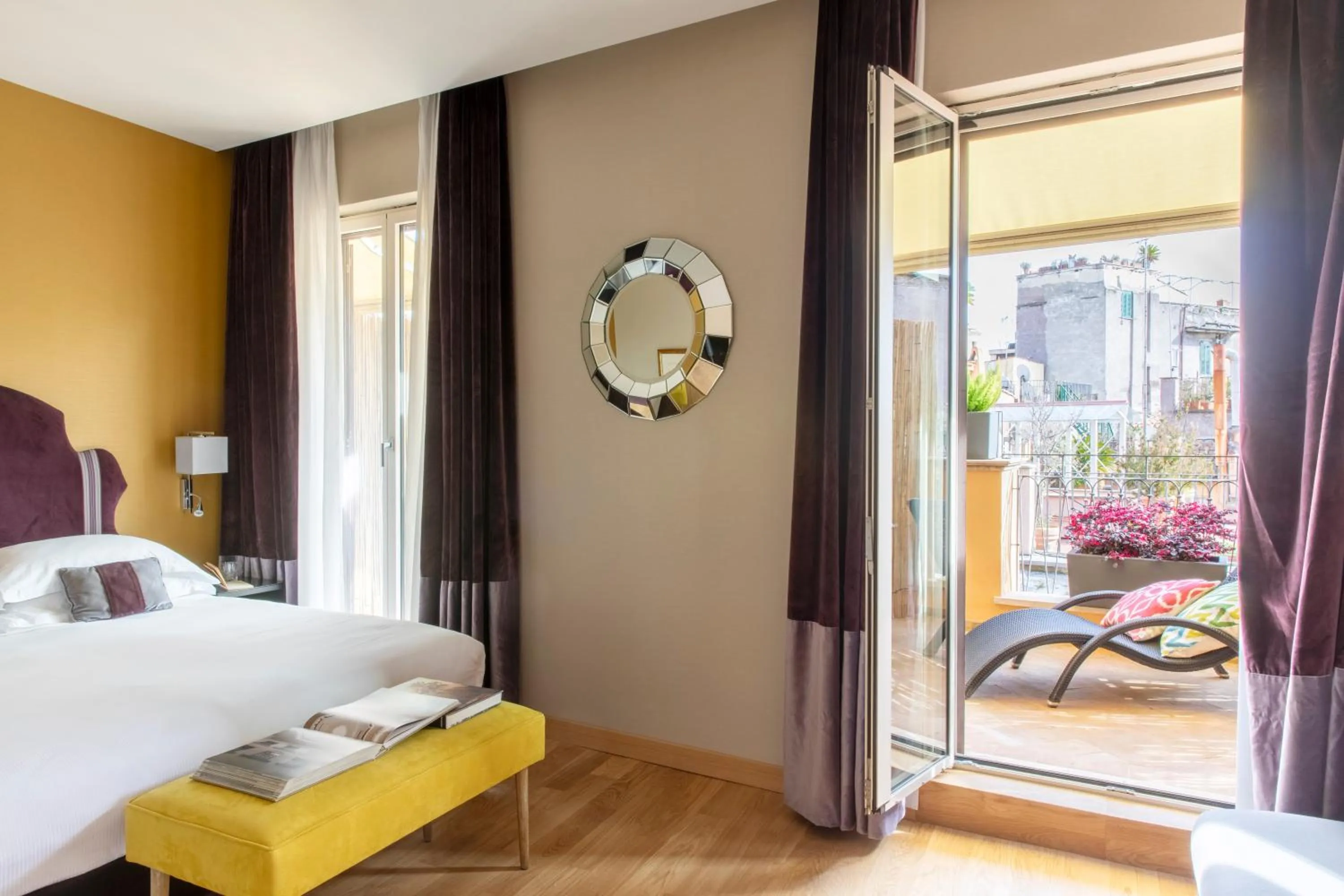 View (from property/room), Bed in HOTEL ADRIANO Rooftop