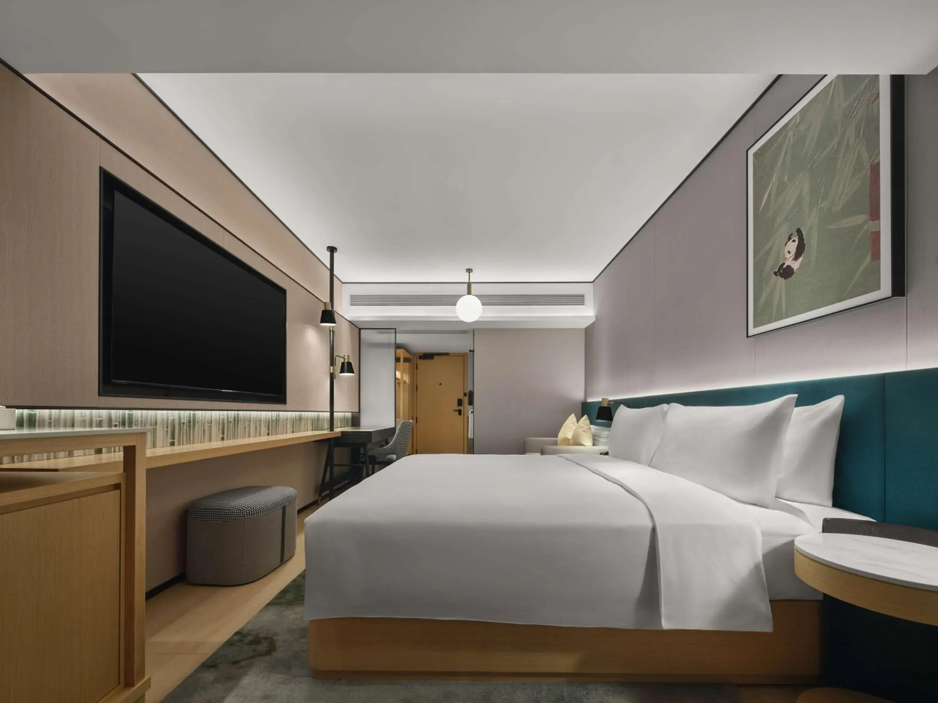 Bed in Hilton Garden Inn Chengdu Tianfu Panda Tower Bed in Hilton Garden Inn Chengdu Tianfu Panda Tower