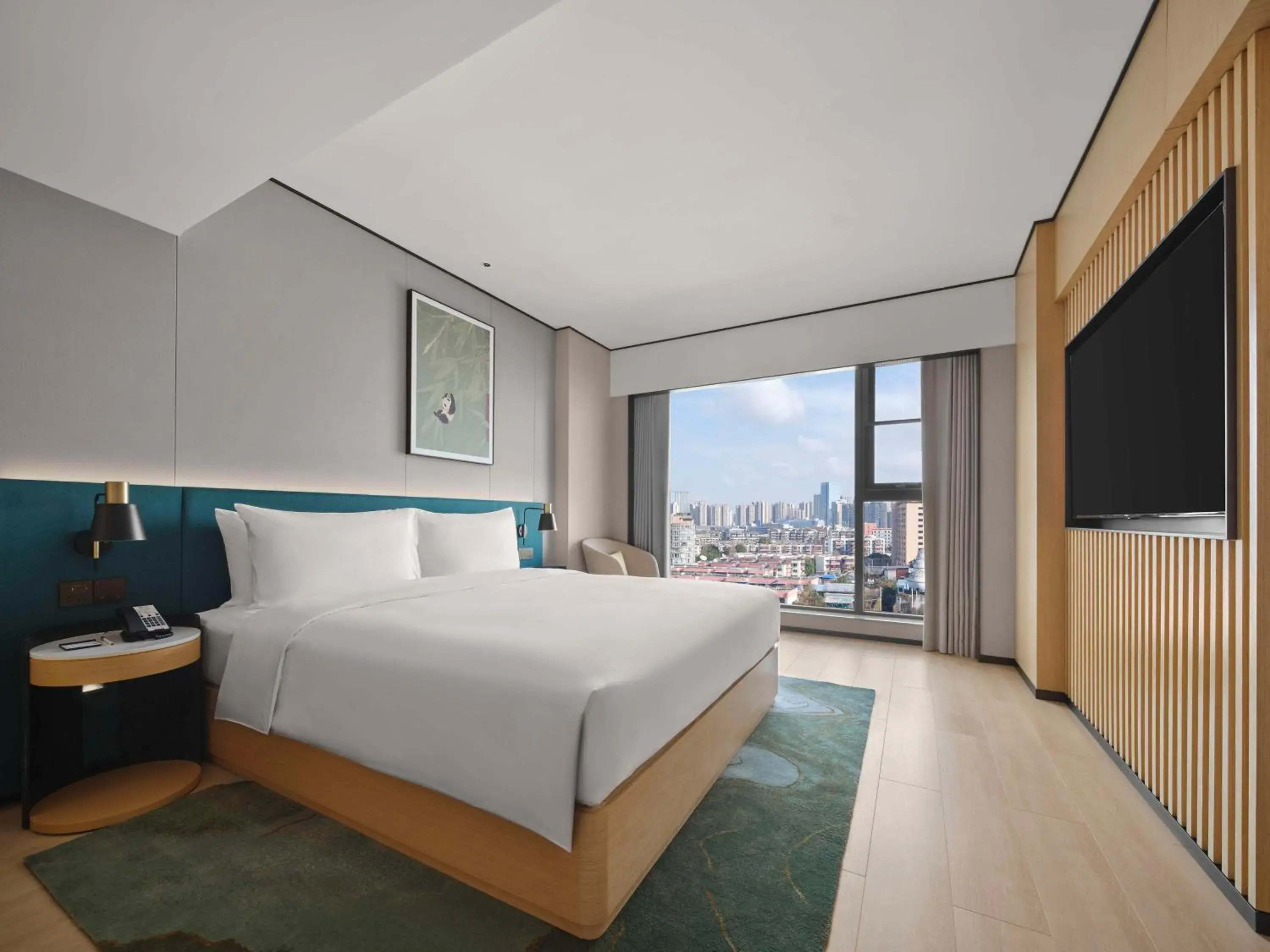 Bed in Hilton Garden Inn Chengdu Tianfu Panda Tower Bed in Hilton Garden Inn Chengdu Tianfu Panda Tower