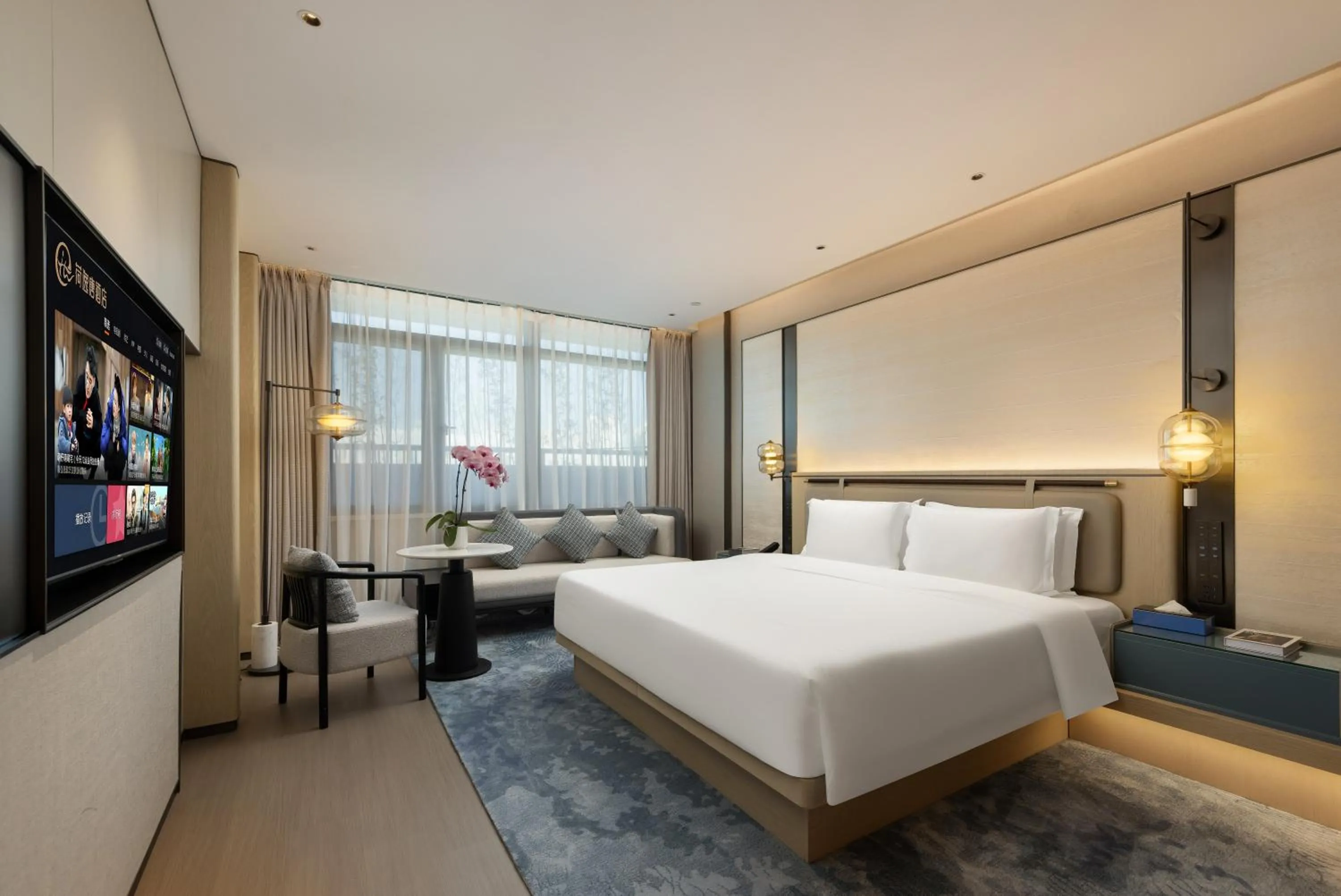 Bed in Shanghai Hongqiao Heyitang Hotel Beixinjing Subway Station Branch