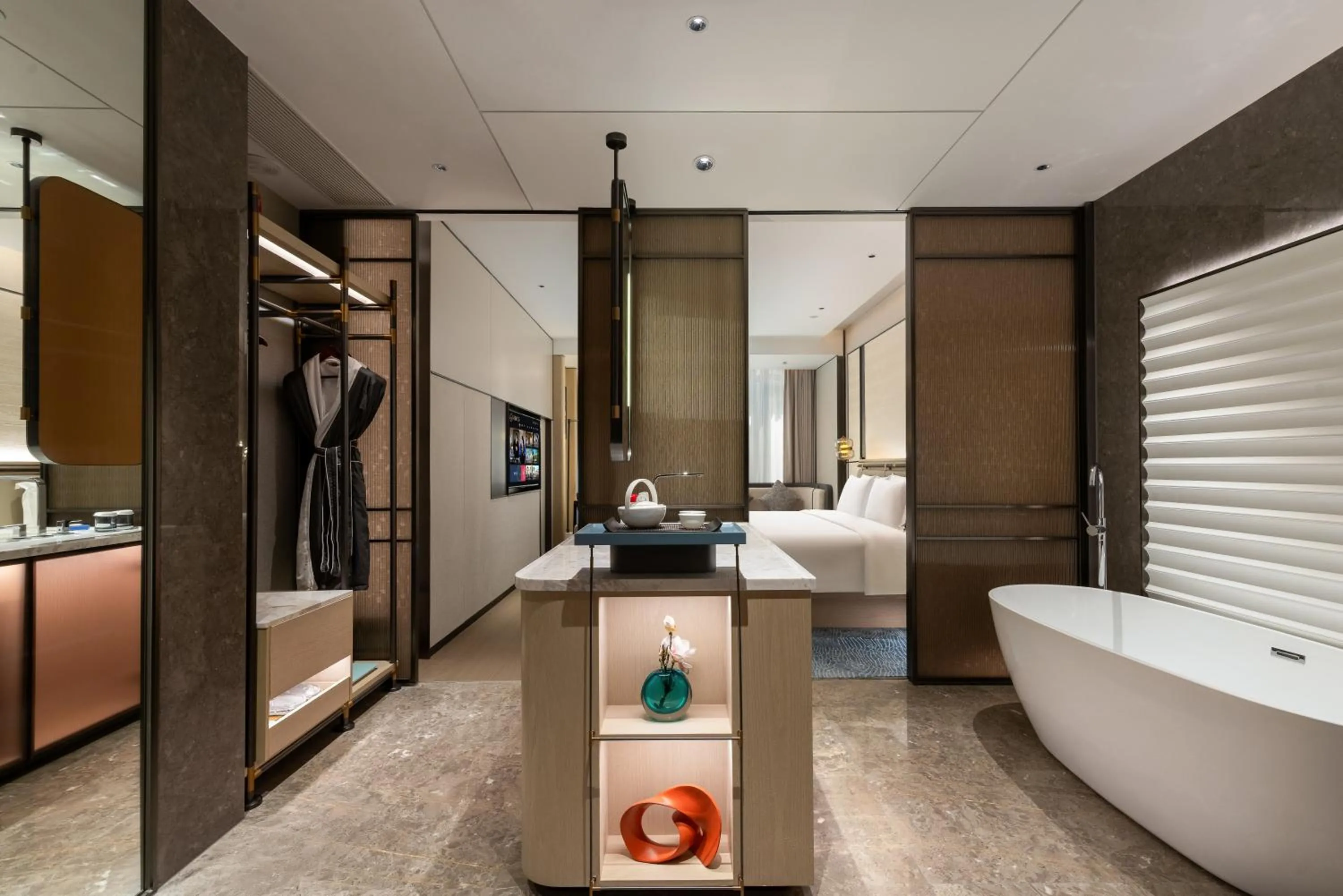 Bath, Bed in Shanghai Hongqiao Heyitang Hotel Beixinjing Subway Station Branch