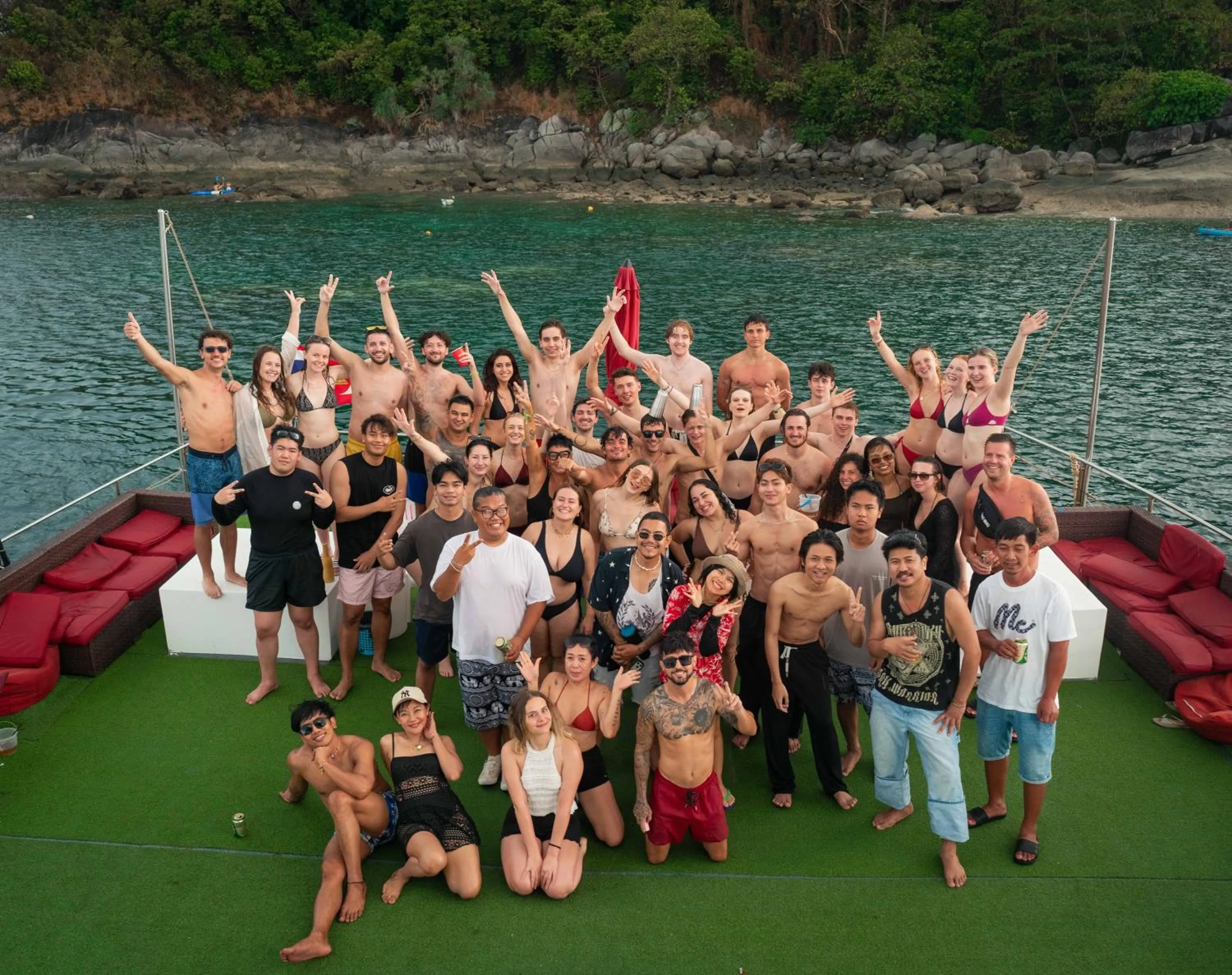 group of guests in EBS Hostel Phuket