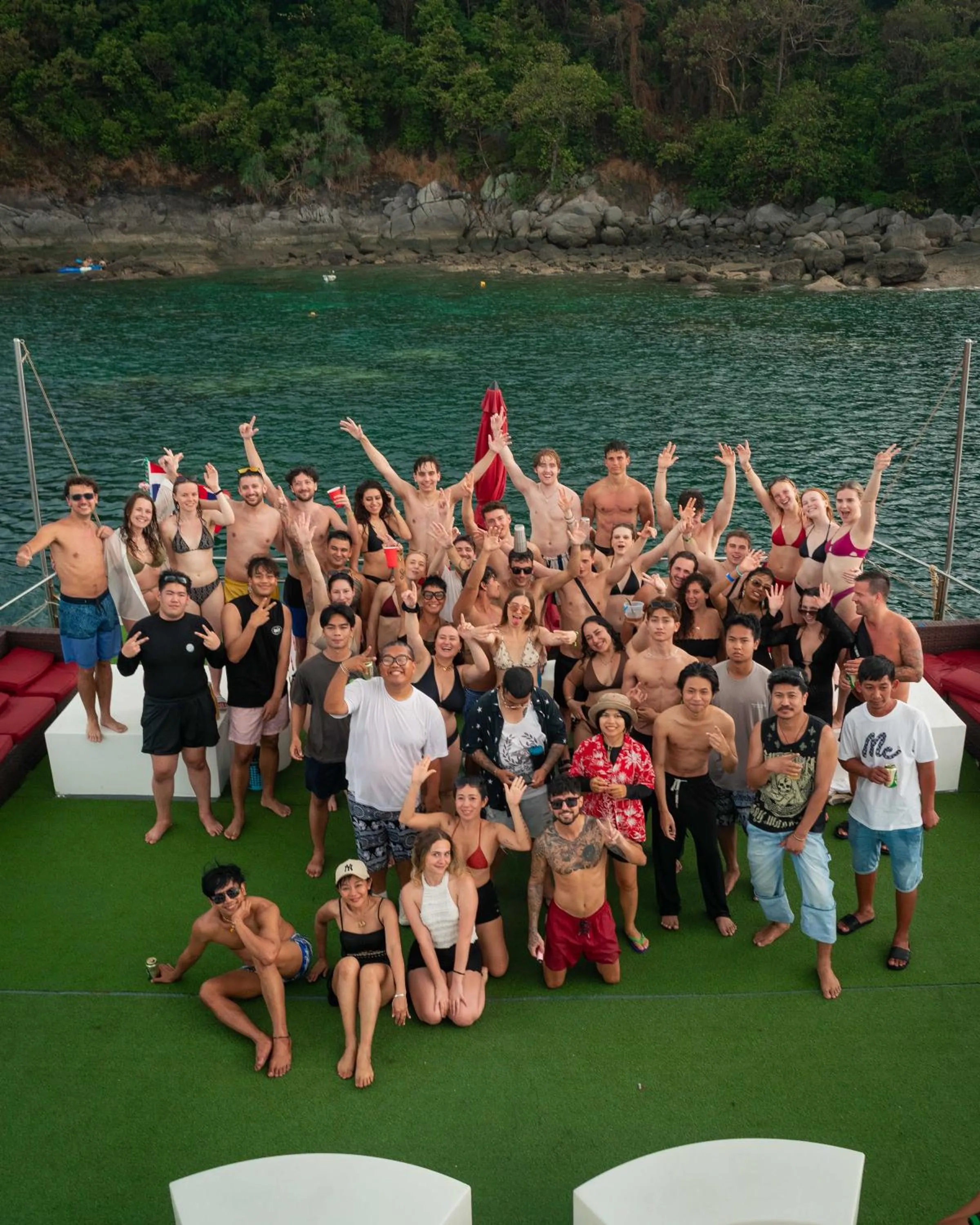 group of guests in EBS Hostel Phuket