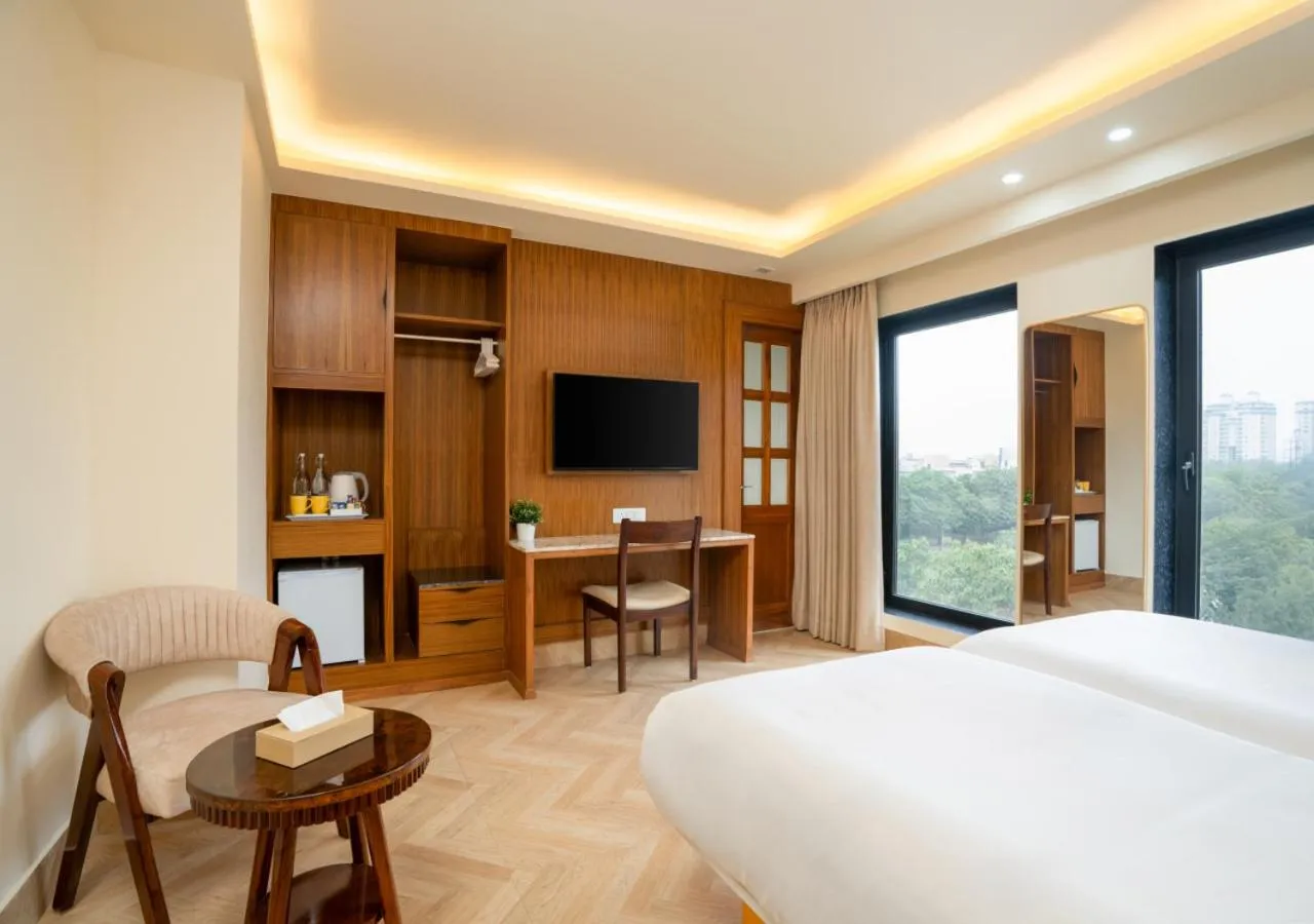 View (from property/room), Bed in Bloom Boutique l Sector 45 Gurugram