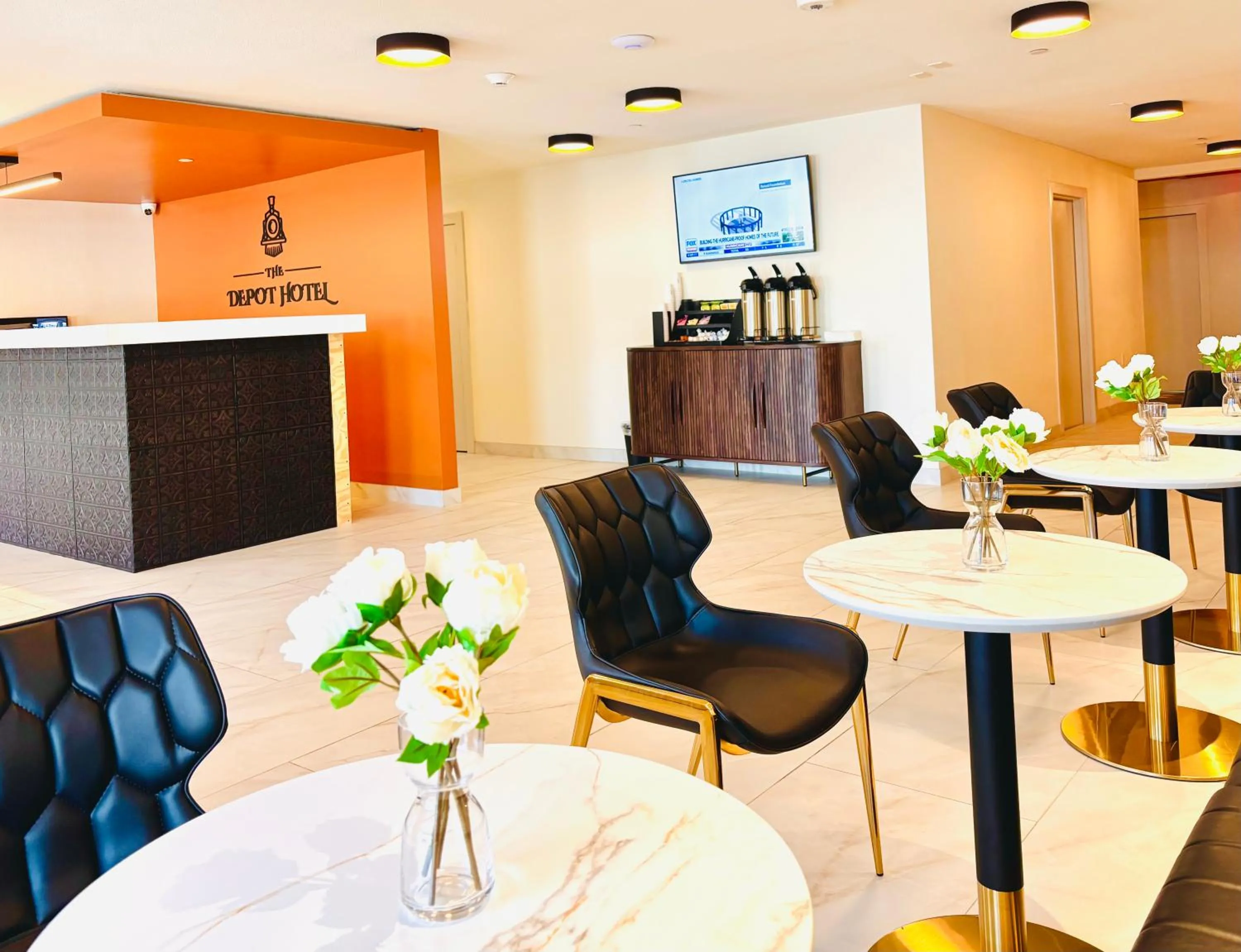 Seating area in The Depot Hotel