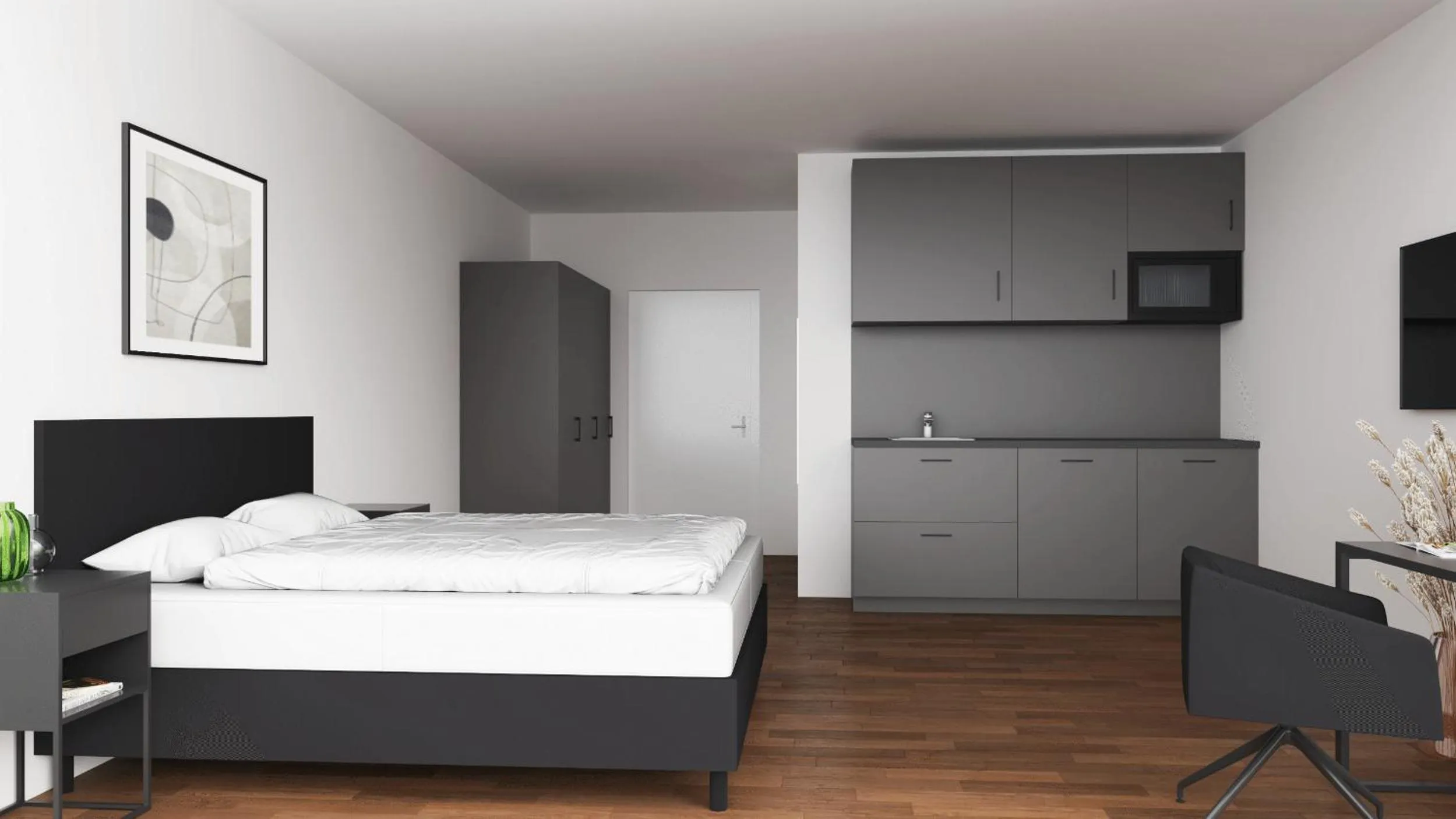 Photo of the whole room, Bed in New Age Boardinghaus Bad Rappenau