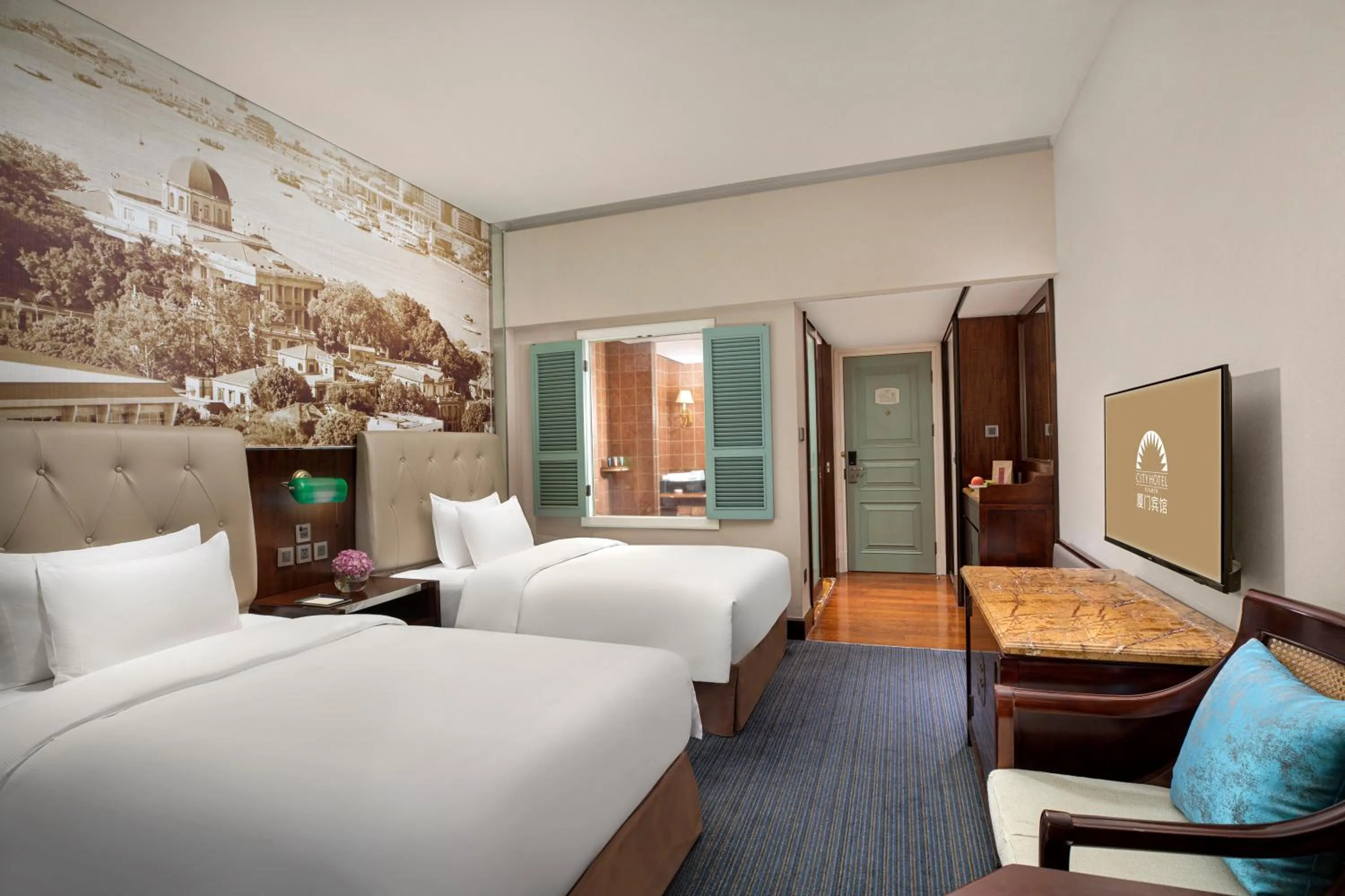 Bedroom, Bed in City Hotel Xiamen-Free Welcome Fruits