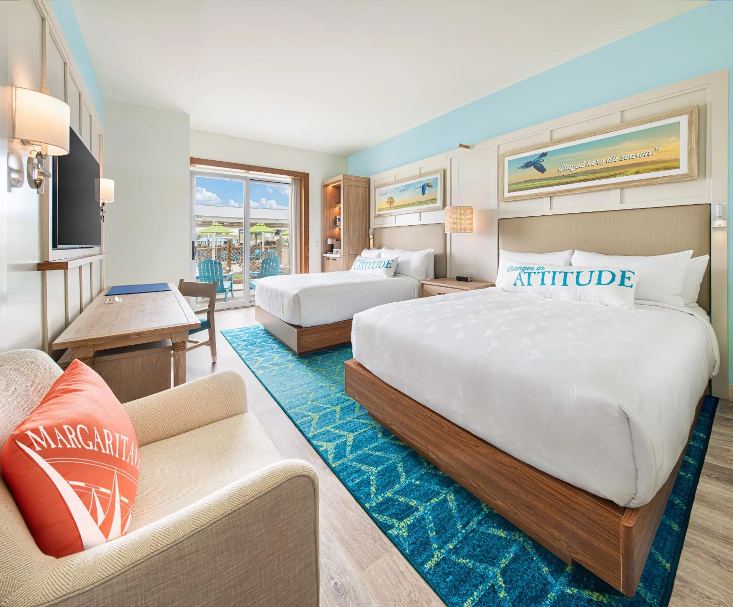 Patio, Bed in Margaritaville Hotel Kansas City