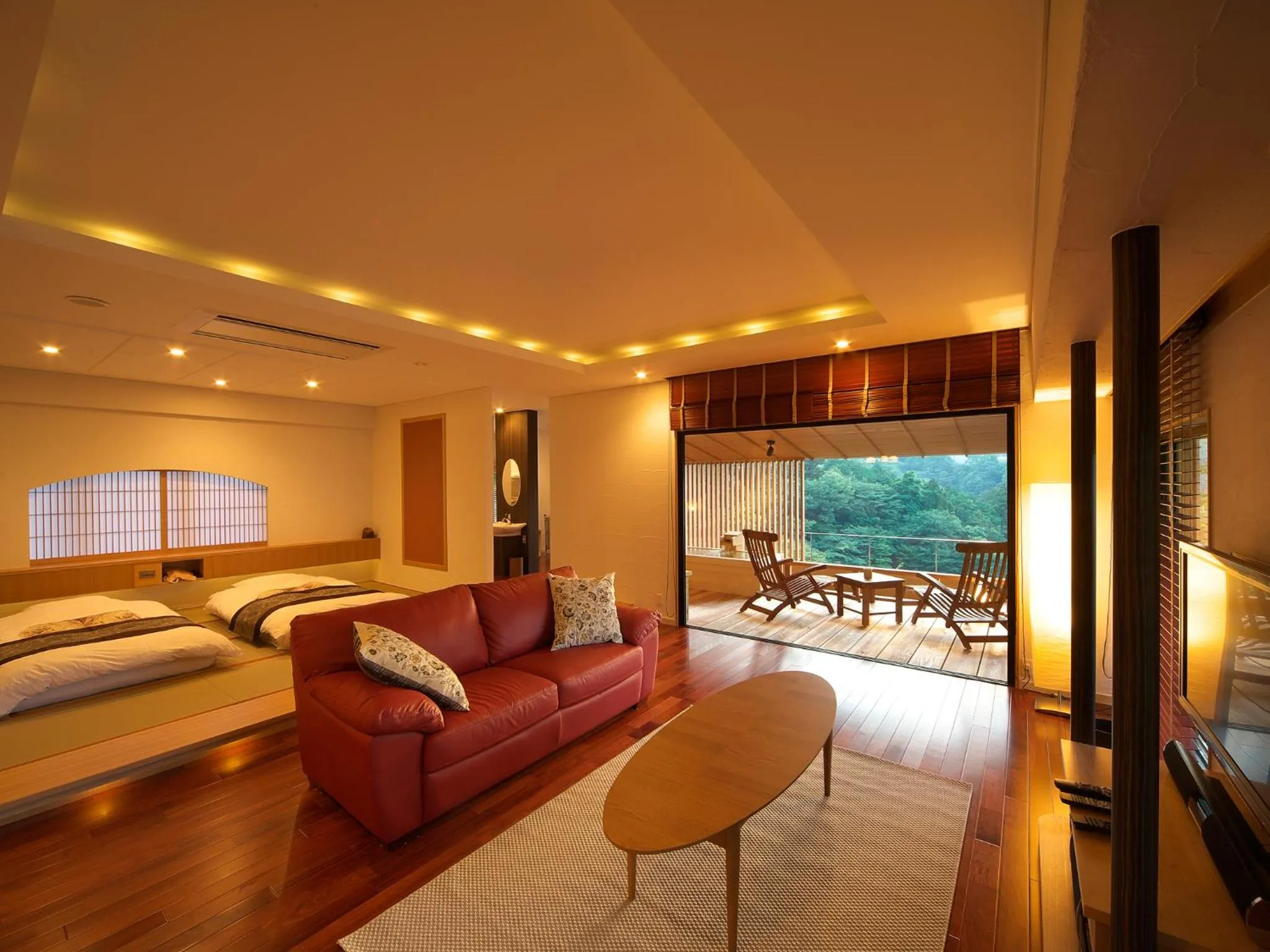 Living room, Bed in Musashino Bekkan